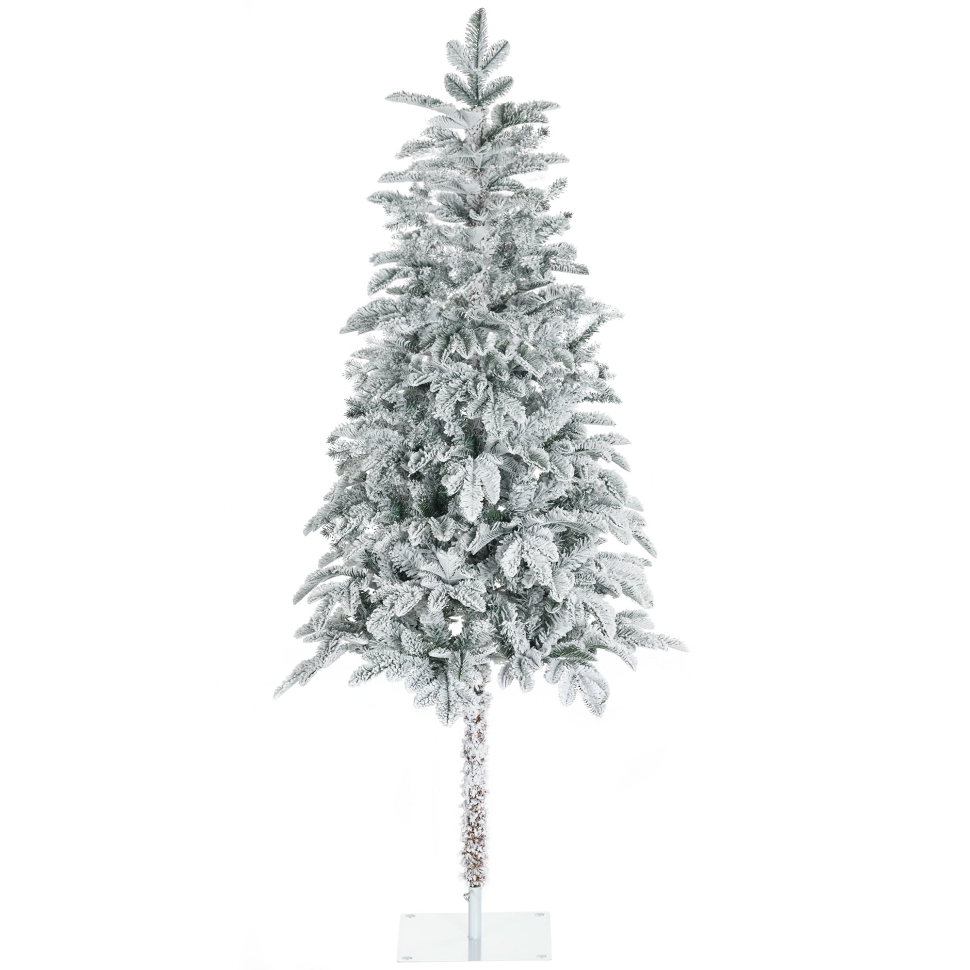 6' Artificial Flocked Christmas Trees, with Snow Frosted Branches, Auto Open, Steel Base