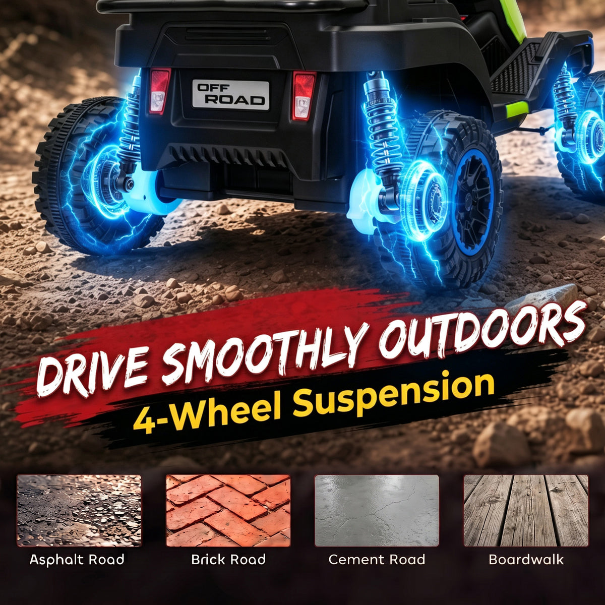 24V Kids Electric Ride On Car with Dual Motors, Remote Control, 4-Wheel Suspension, Soft Start for 3-6 Years, Green