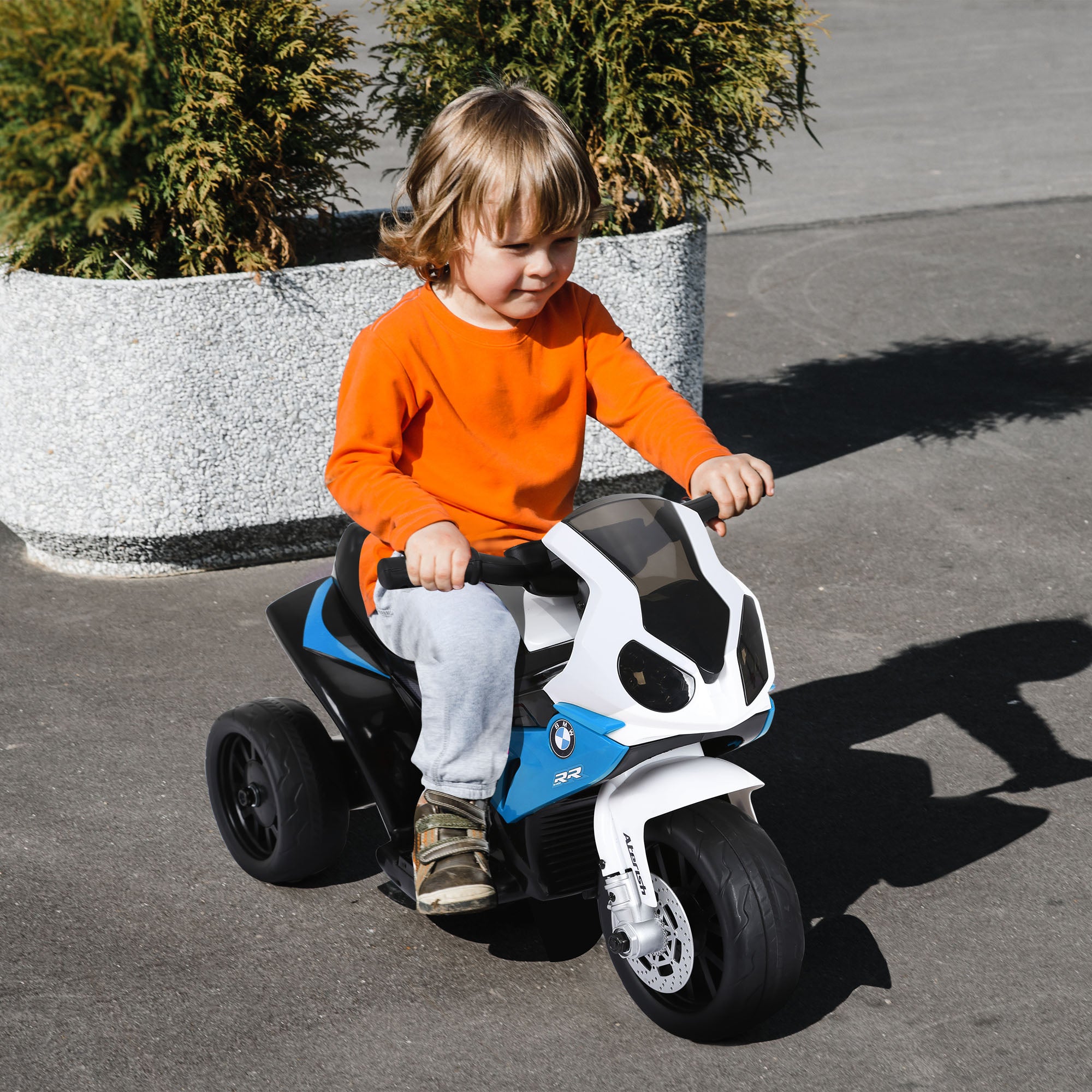 6V 3 Wheeled Electric Motorcycle, Kids Motorcycle Licensed BMW with Headlight, Music, Blue