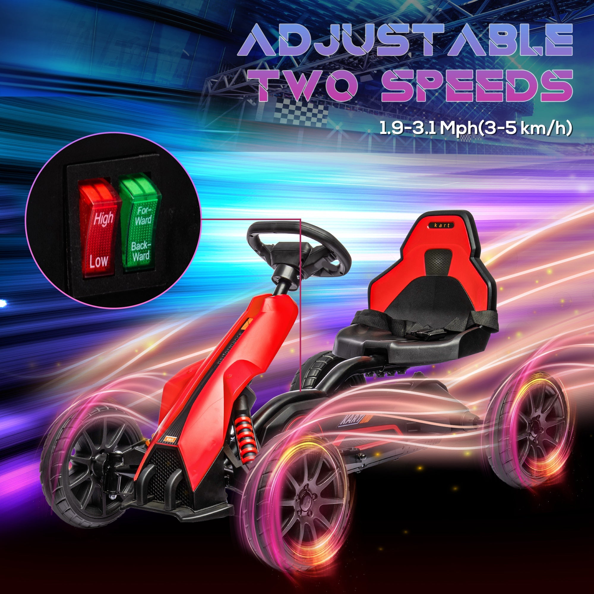 12V Electric Go Kart for Kids w/ Adjustable Speed, Red