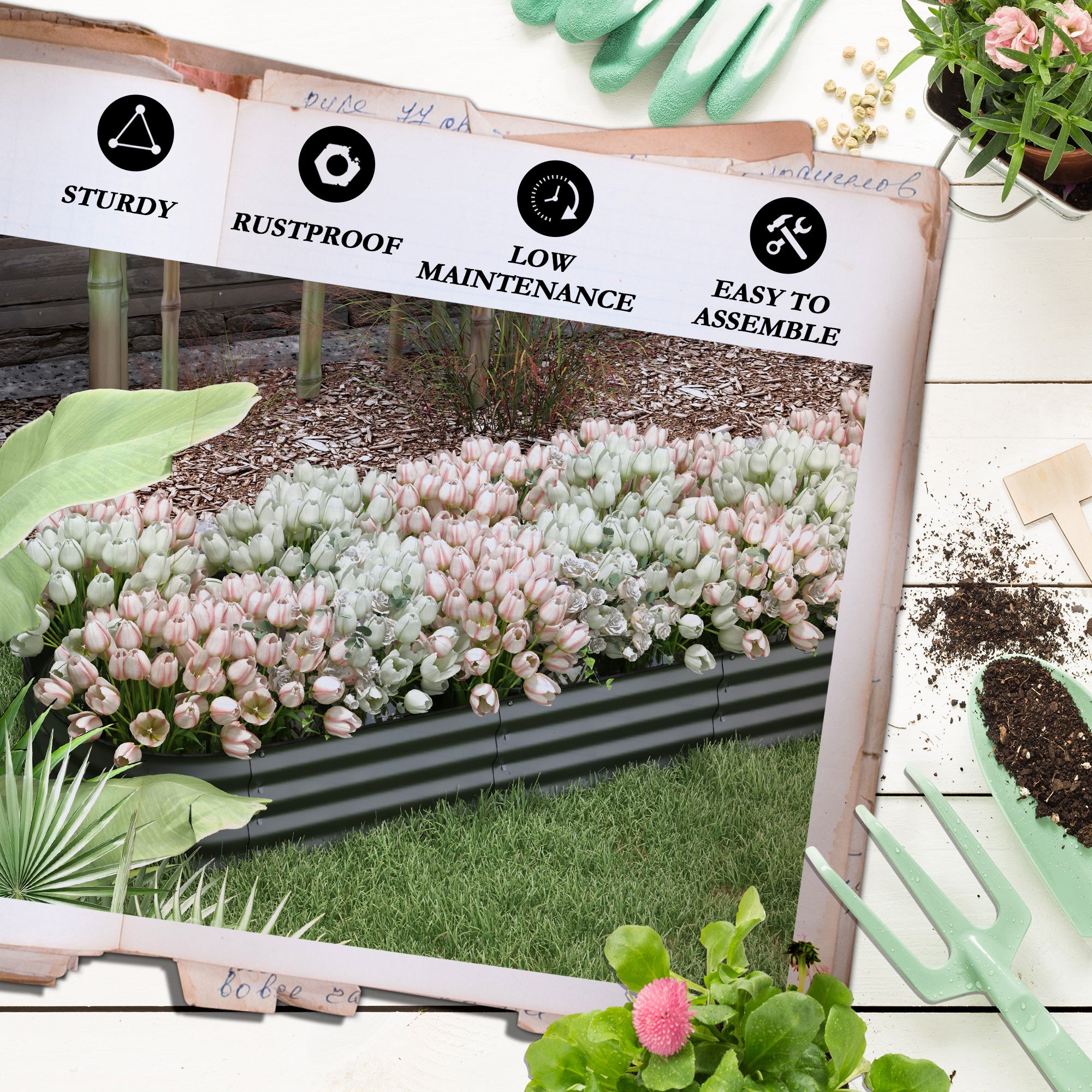 7.9' x 2' x 1' Galvanized Raised Garden Bed Kit, Metal Planter Box with Safety Edging, Dark Gray - Dark Gray - Image 7