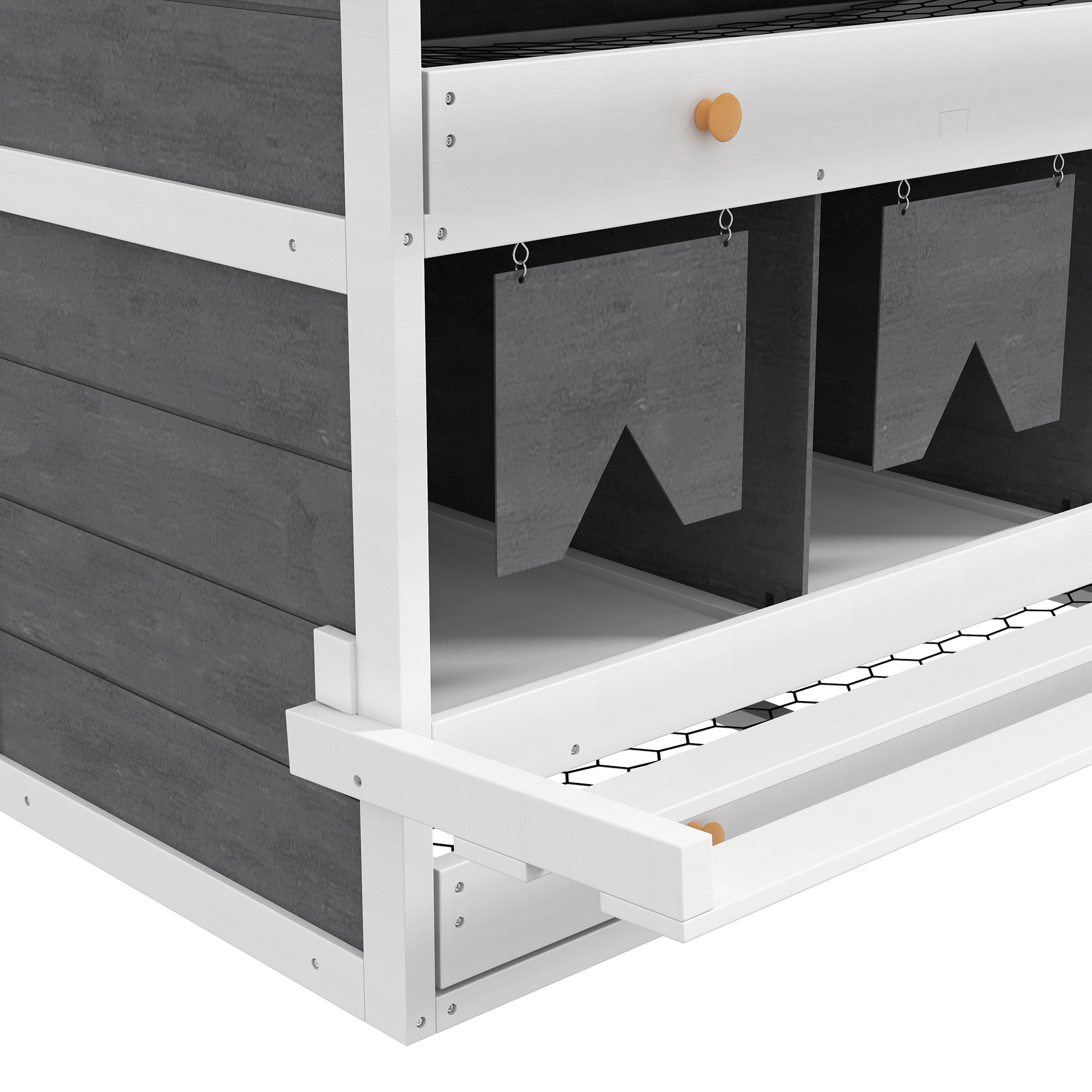 Chicken Nesting Box, 8 Compartment Wood Laying Boxes for Chicken Coop with Egg Collection Trays Perches for 16-32 Hens - Gray - Image 8