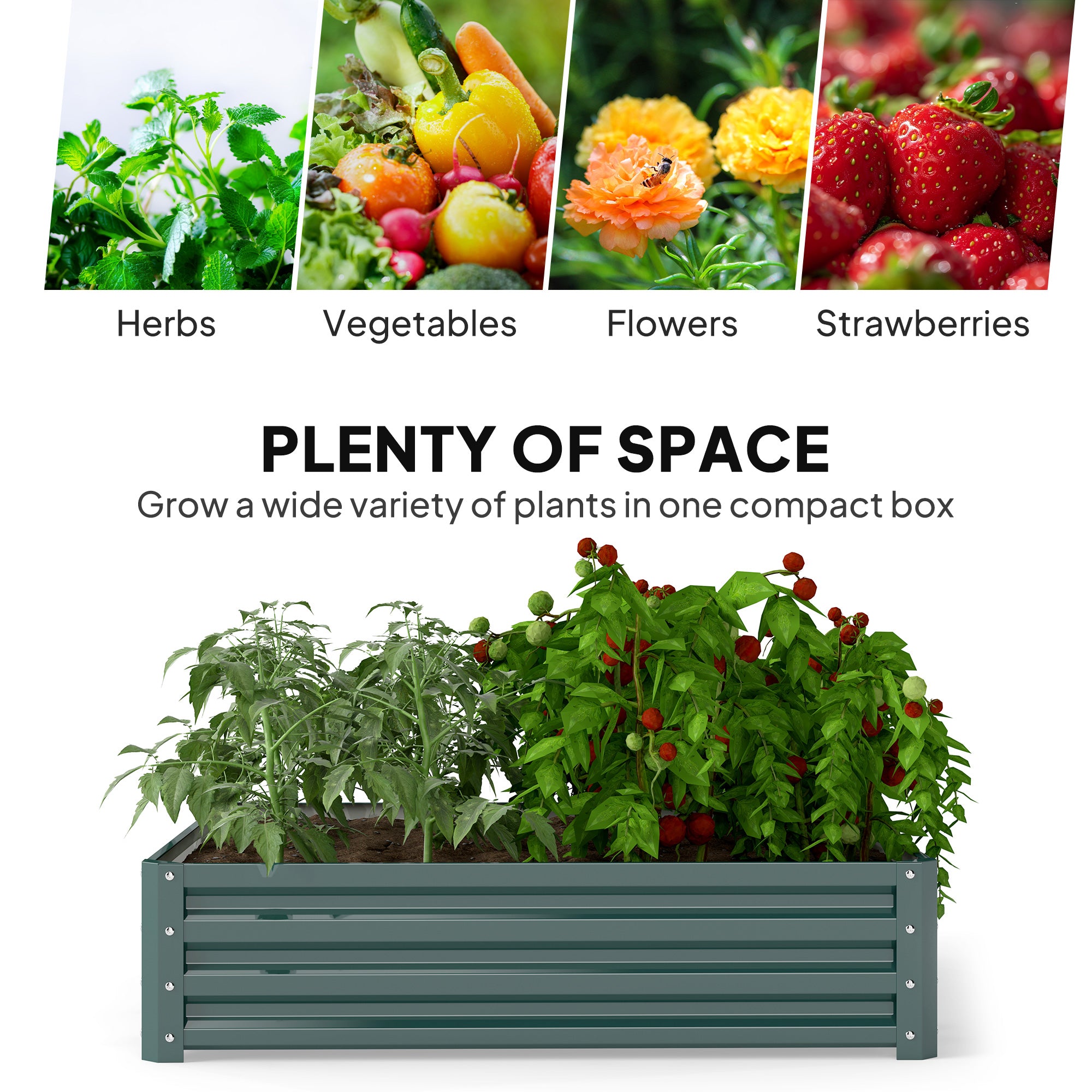Galvanized Raised Garden Bed, 4' x 4' x 1' Metal Planter Box, for Growing Vegetables, Flowers, Herbs, Succulents, Green - Green - Image 4