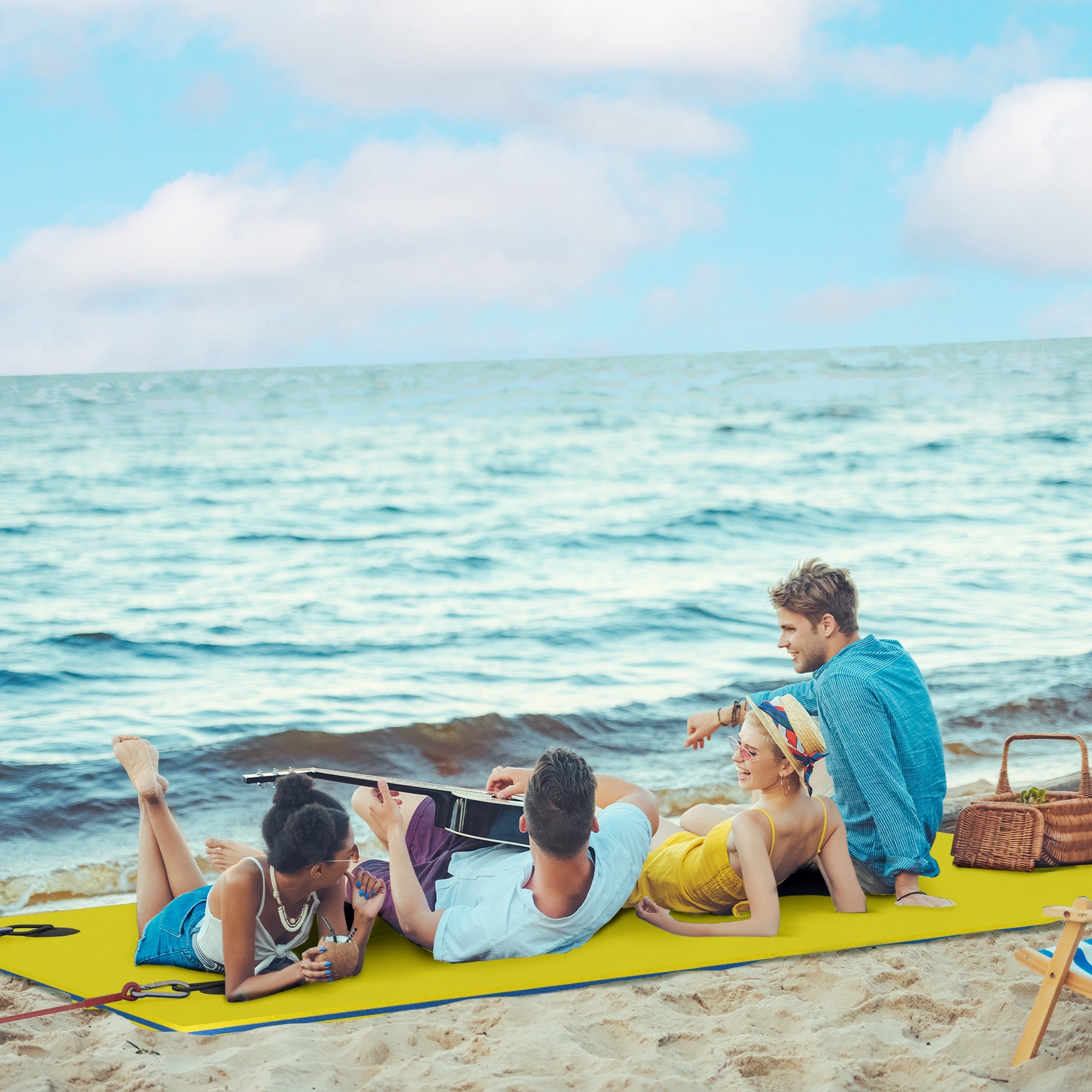 9' x 6' Lily Pad Water Mat for 2 Adults, Floating Water Pad for Lake, Pool, Ocean, Beach, and Boating, Yellow