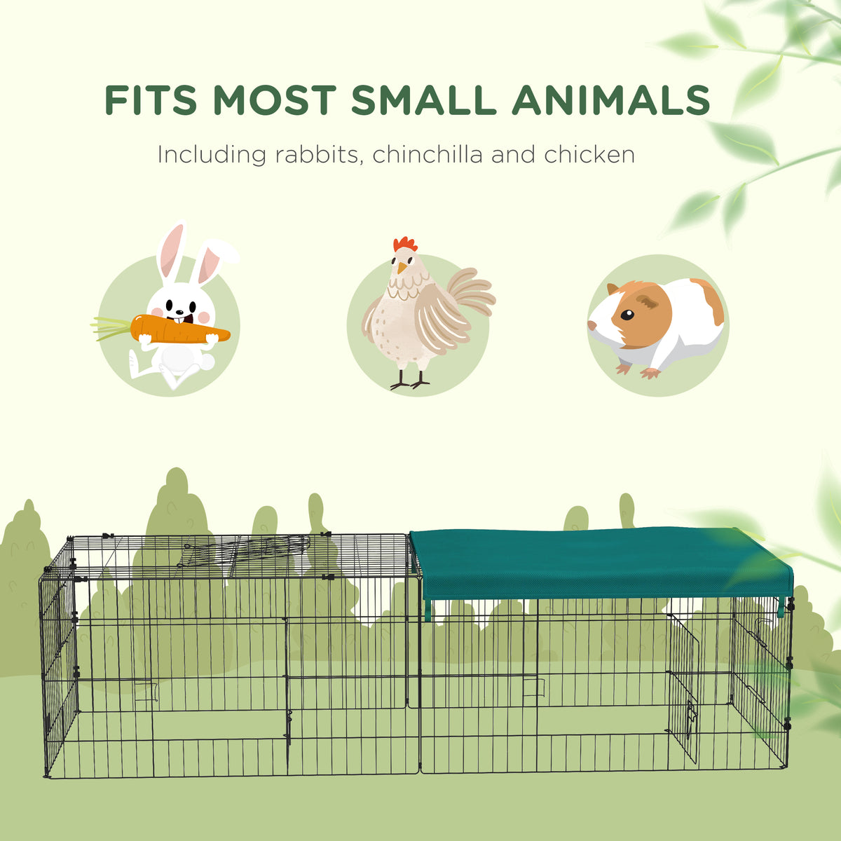73" Small Animal Playpen with with Roof for Rabbits, Chicken, Chinchillas for Indoor/Outdoor Use, Green - Green - Image 6