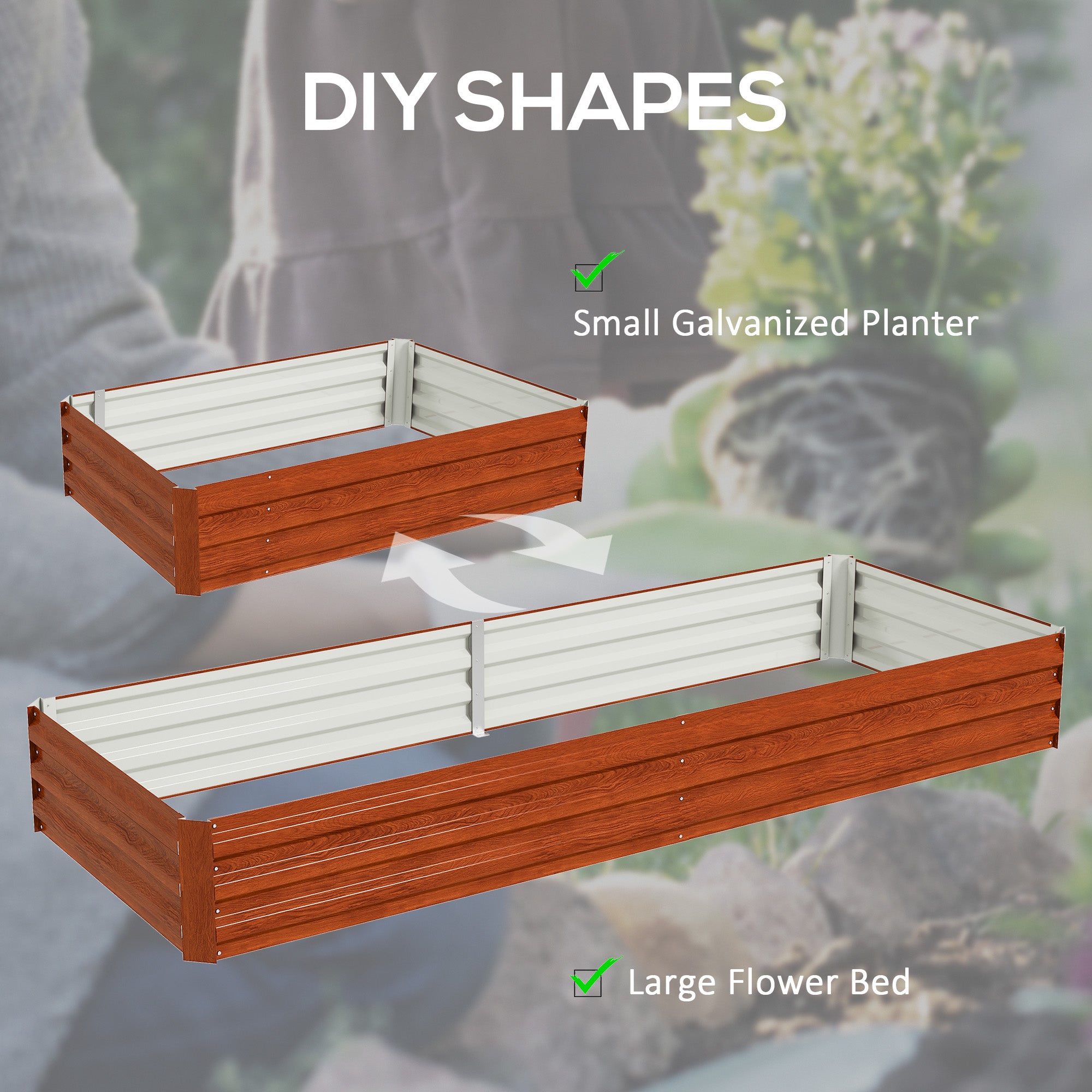 95" x 36" x 12" Galvanized Raised Garden Bed, Easy DIY and Cleaning for Growing Flowers, Herbs, Succulents, Natural Wood - Natural Wood - Image 5