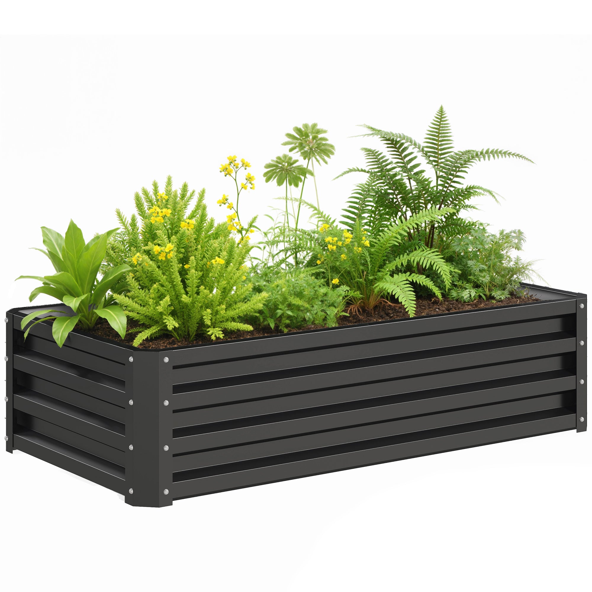 Galvanized Raised Garden Bed, 4' x 2' x 1' Metal Planter Box, for Growing Vegetables, Flowers, Herbs, Succulents, Gray - Gray