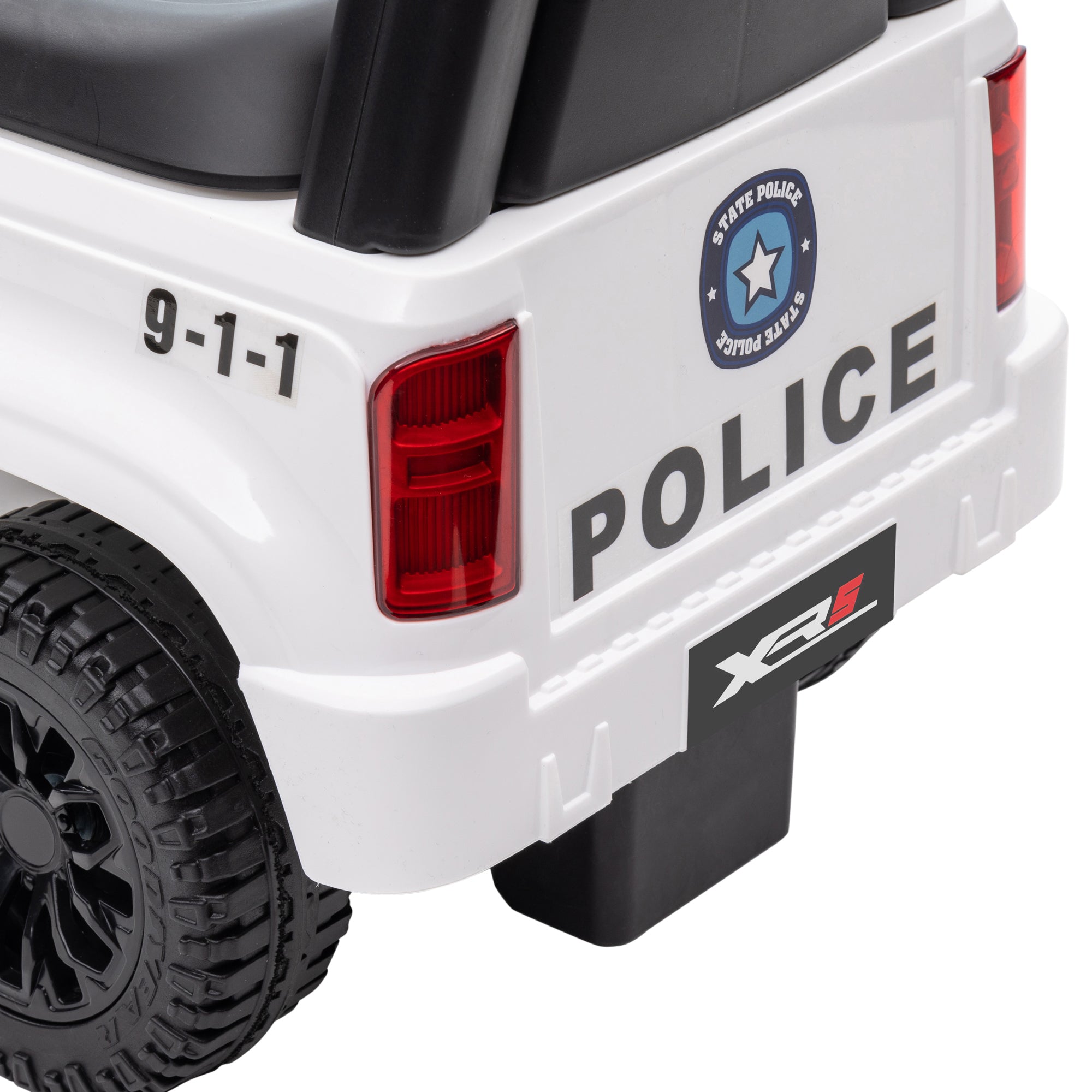 Kids Push Ride On Car with Working PA System and Horn, Police Truck Style Foot-to-Floor Sliding Car for Boys and Girls with Under-Seat Storage, for 18 Months to 5 Years Old, White