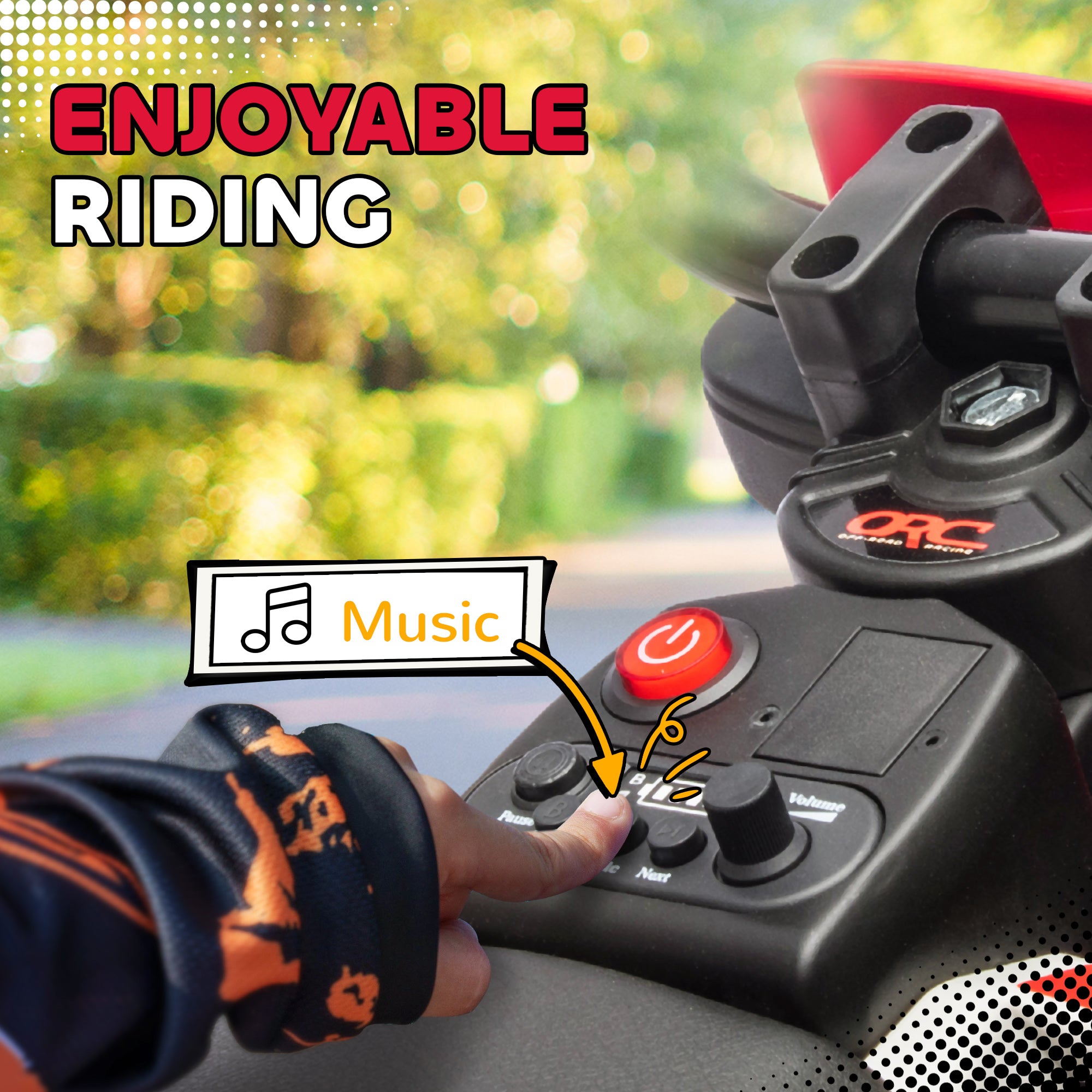 12V Kids Electric Motorcycle w/ Twist Grip Throttle, Training Wheels, Rear Suspension & Music, Red