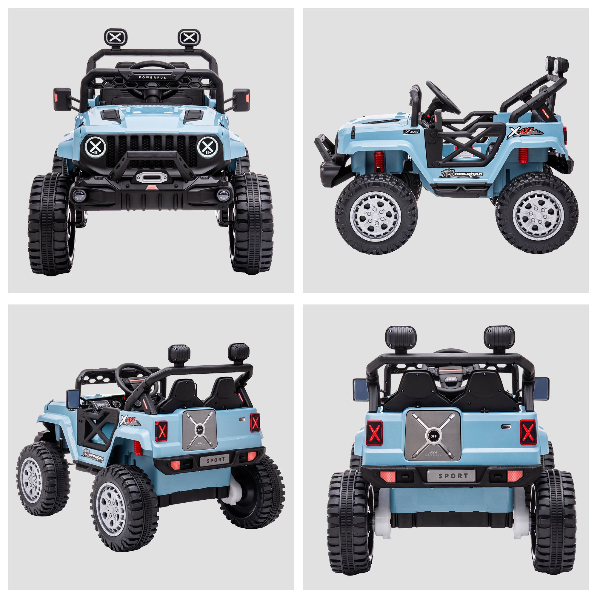 12V Kids Ride on Car with Remote Control, Battery-Operated Ride on Toy with Spring Suspension, Led Lights, Music, Horn, 3 Speeds, USB, MP3, Blue