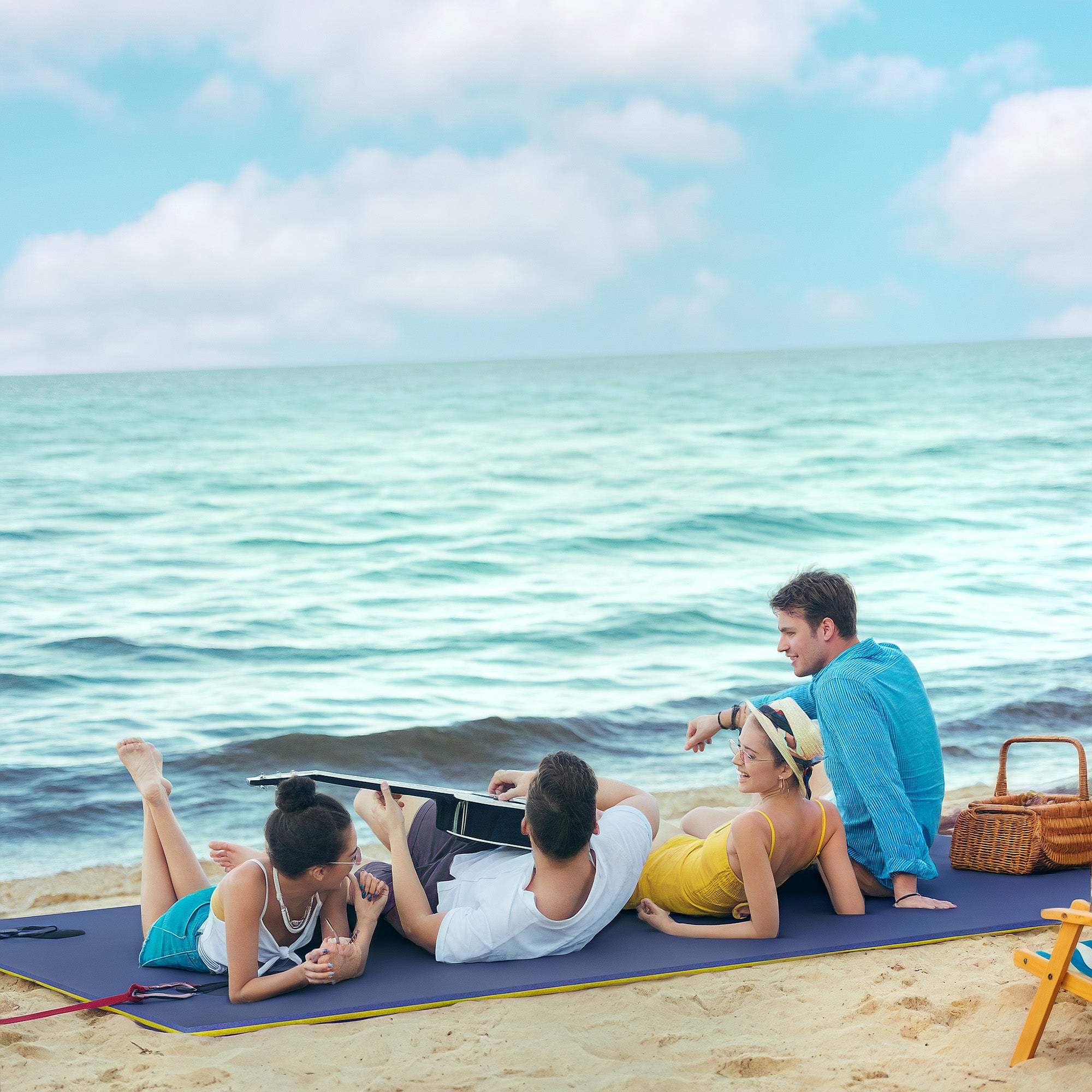 9' x 6' Lily Pad Water Mat for 2 Adults, Floating Water Pad for Lake, Pool, Ocean, Beach, and Boating, Blue