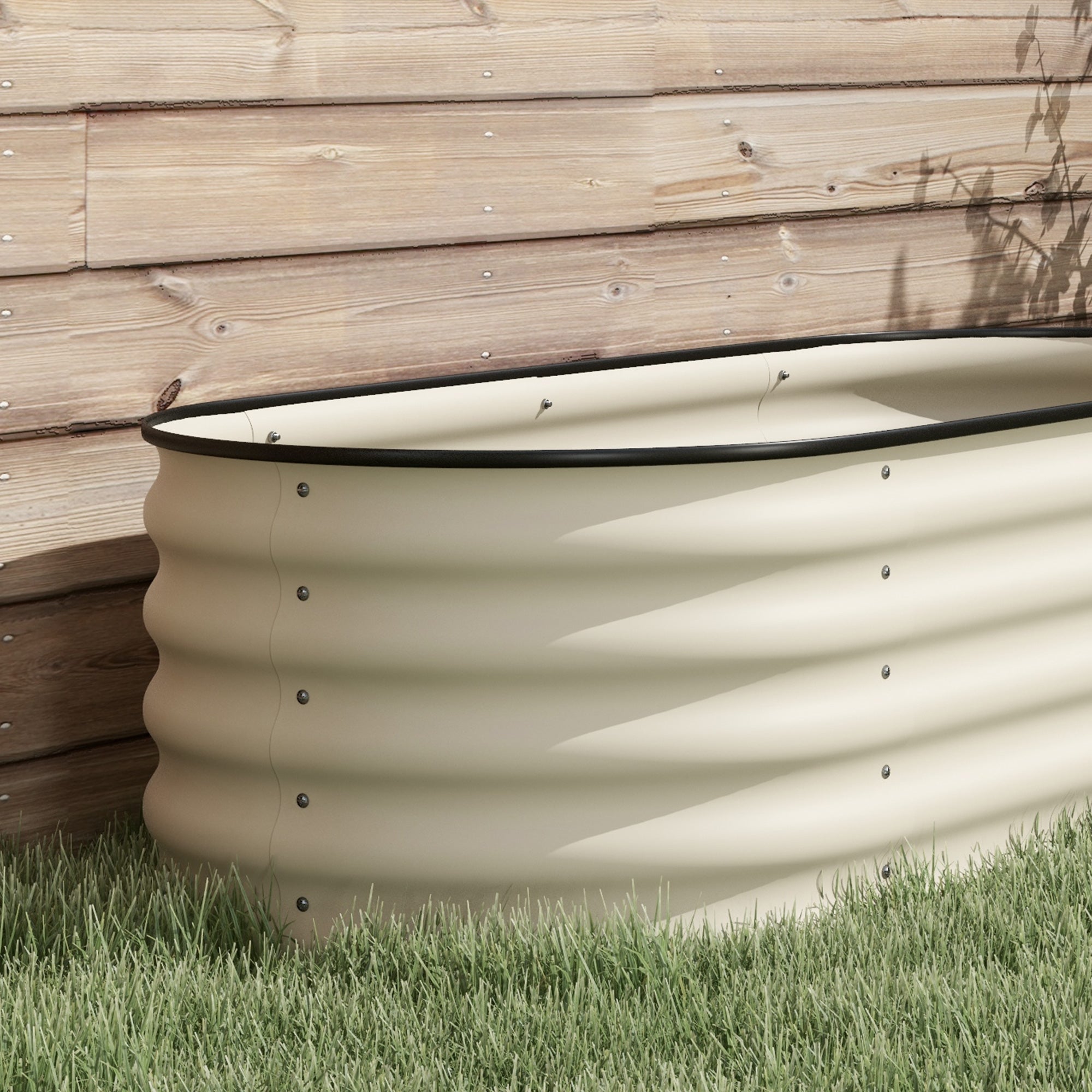 7.9' x 2' x 1.4' Galvanized Raised Garden Bed Kit, Metal Planter Box with Safety Edging, Cream - Cream White - Image 8