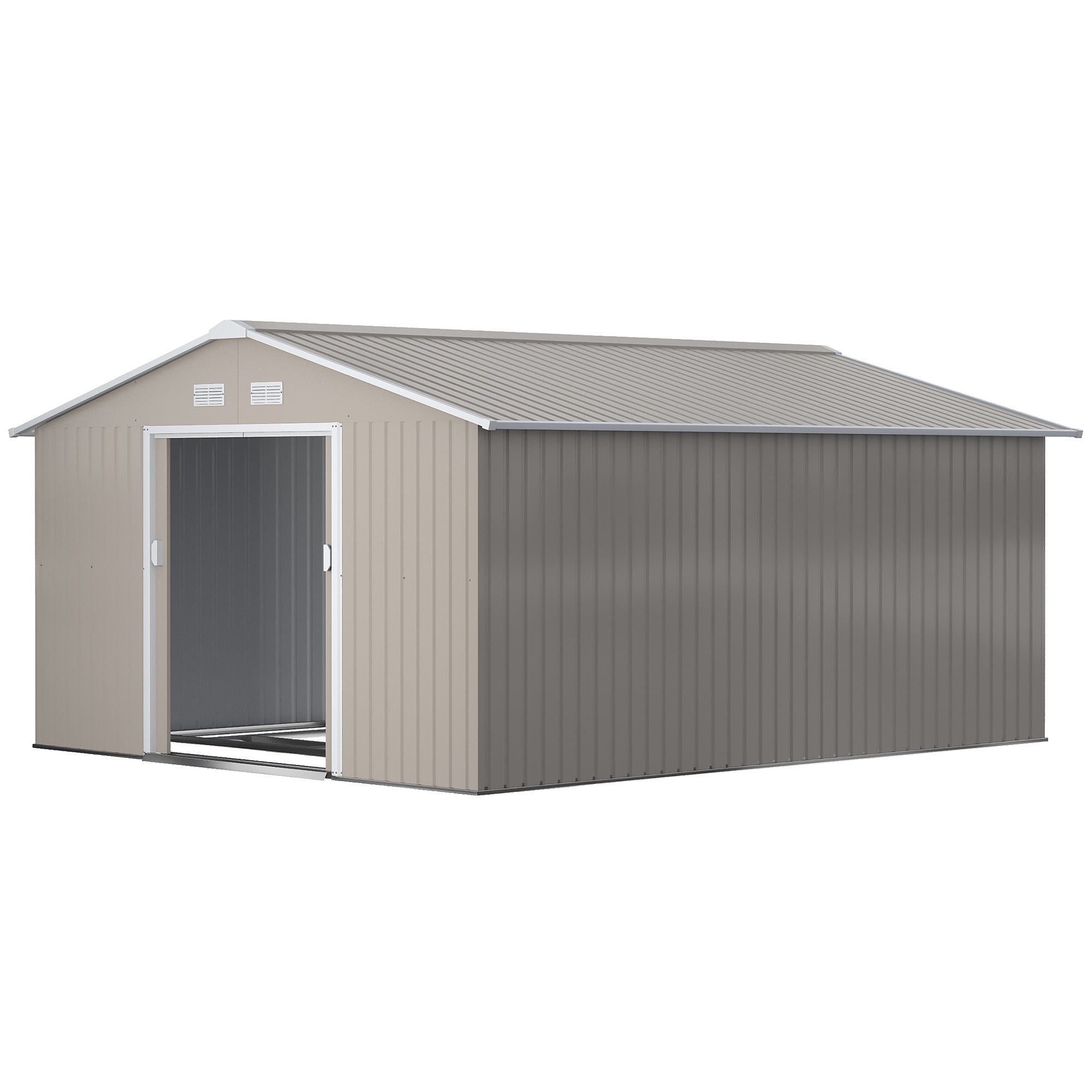Garden Metal Shed, Storage Shed Utility Storage with Double Locking Doors for Bike, Yard Tools, Light Gray - Light Gray