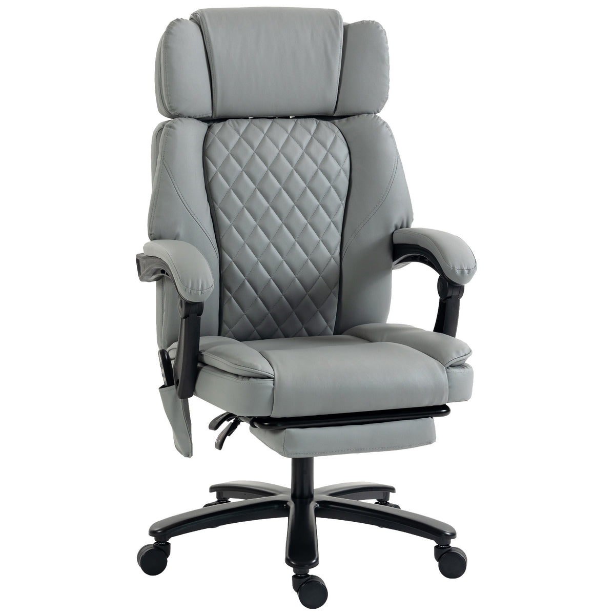 Massage Office Chair with Heat, 400lbs Heavy Duty Desk Chair with Adjustable Headrest, Reclining, Footrest, Light Gray