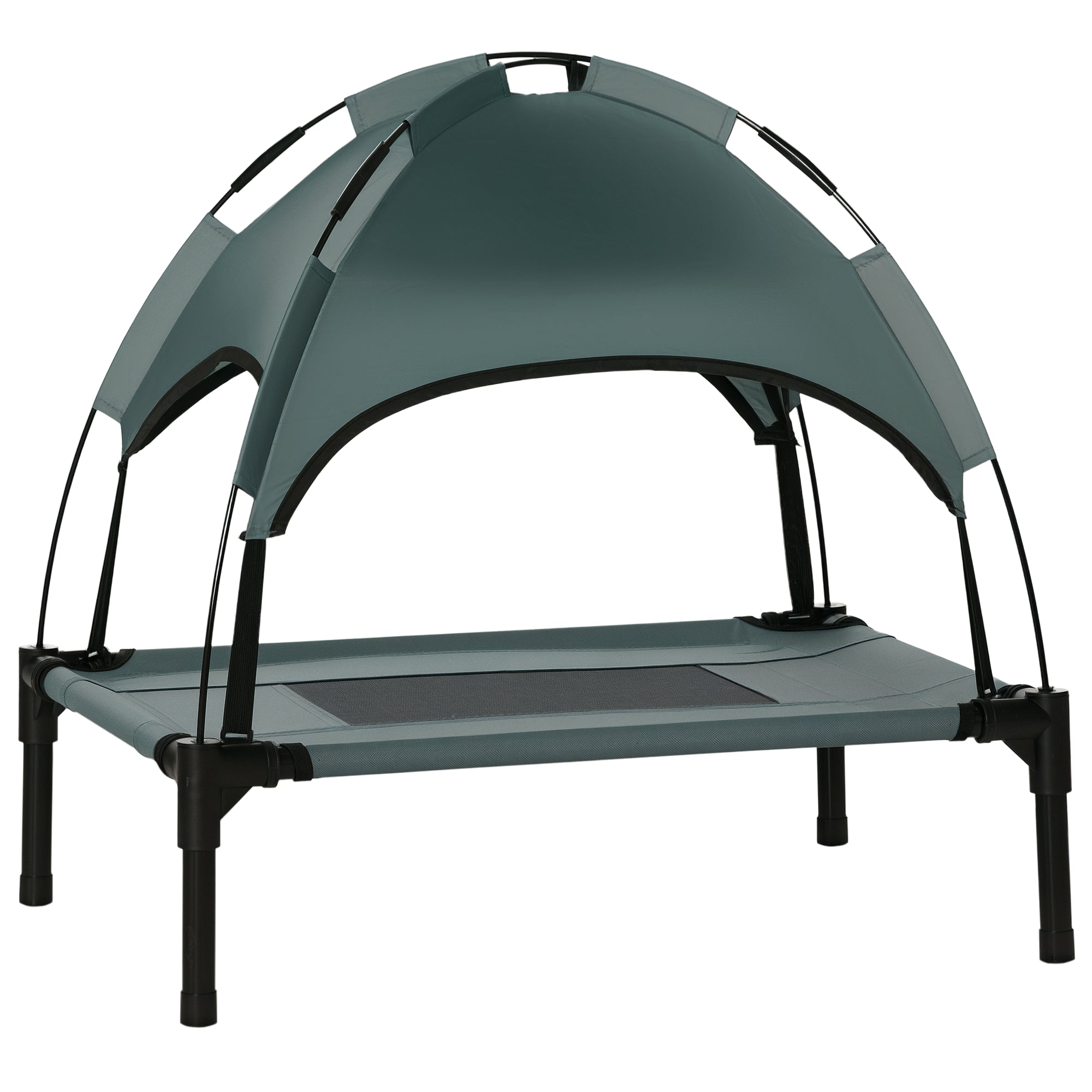 Elevated Dog Bed with Removable Canopy, Outdoor Dog Cot with UV Protection Canopy Shade, 24 inch Pet Bed for Camping, Gray - Grey