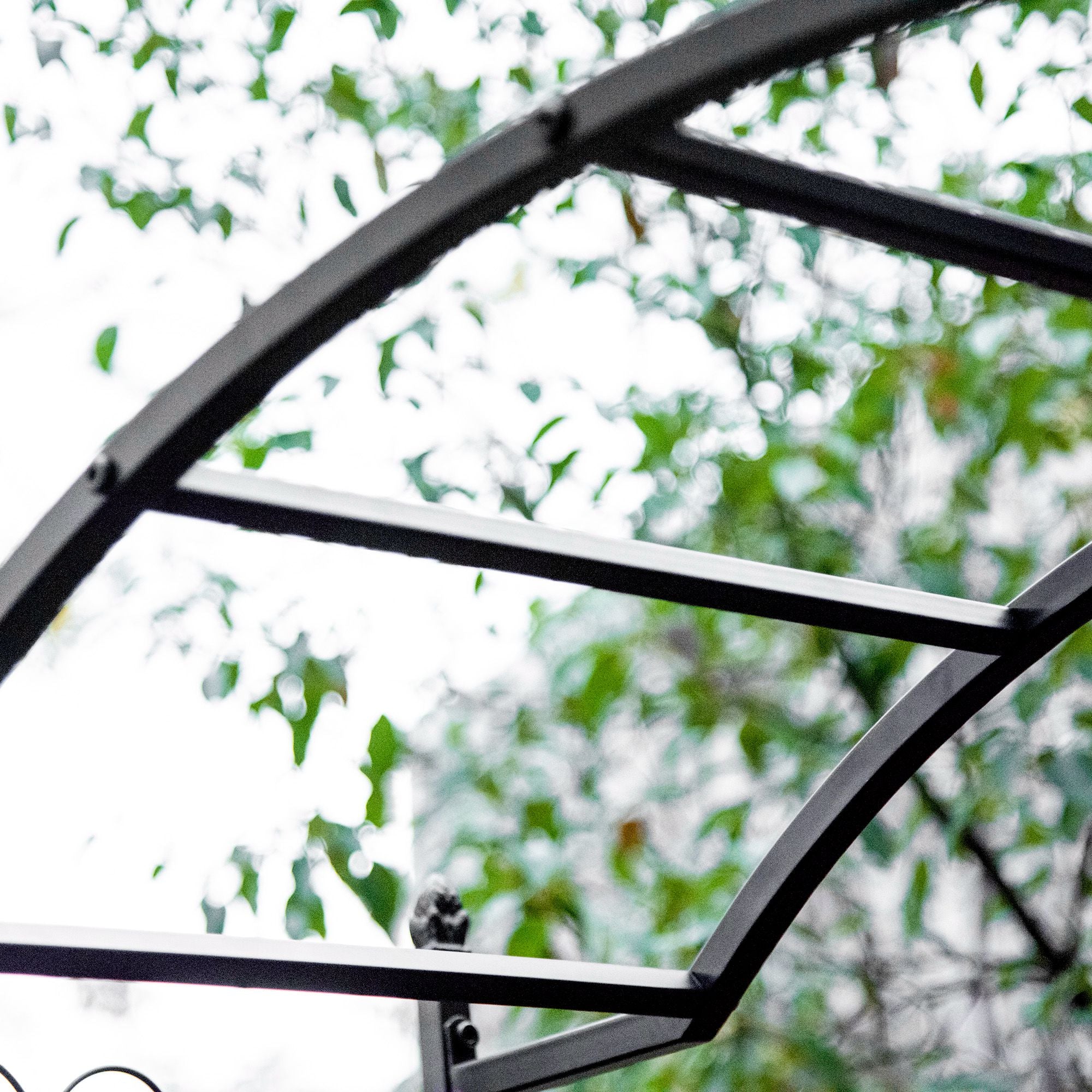 85" Garden Arch Arbor, Metal Arch Trellis with Gate, Garden Archway for Climbing Vines, Wedding Ceremony Decoration, Black - Black - Image 8