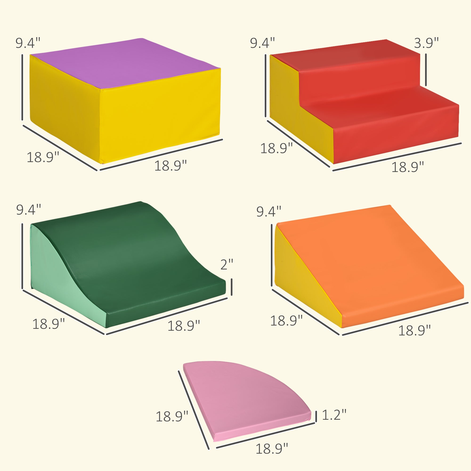 6-Pieces Foam Climbing Blocks for Toddlers 1-3 Years, Soft Play Set for Climb and Crawl, Assorted