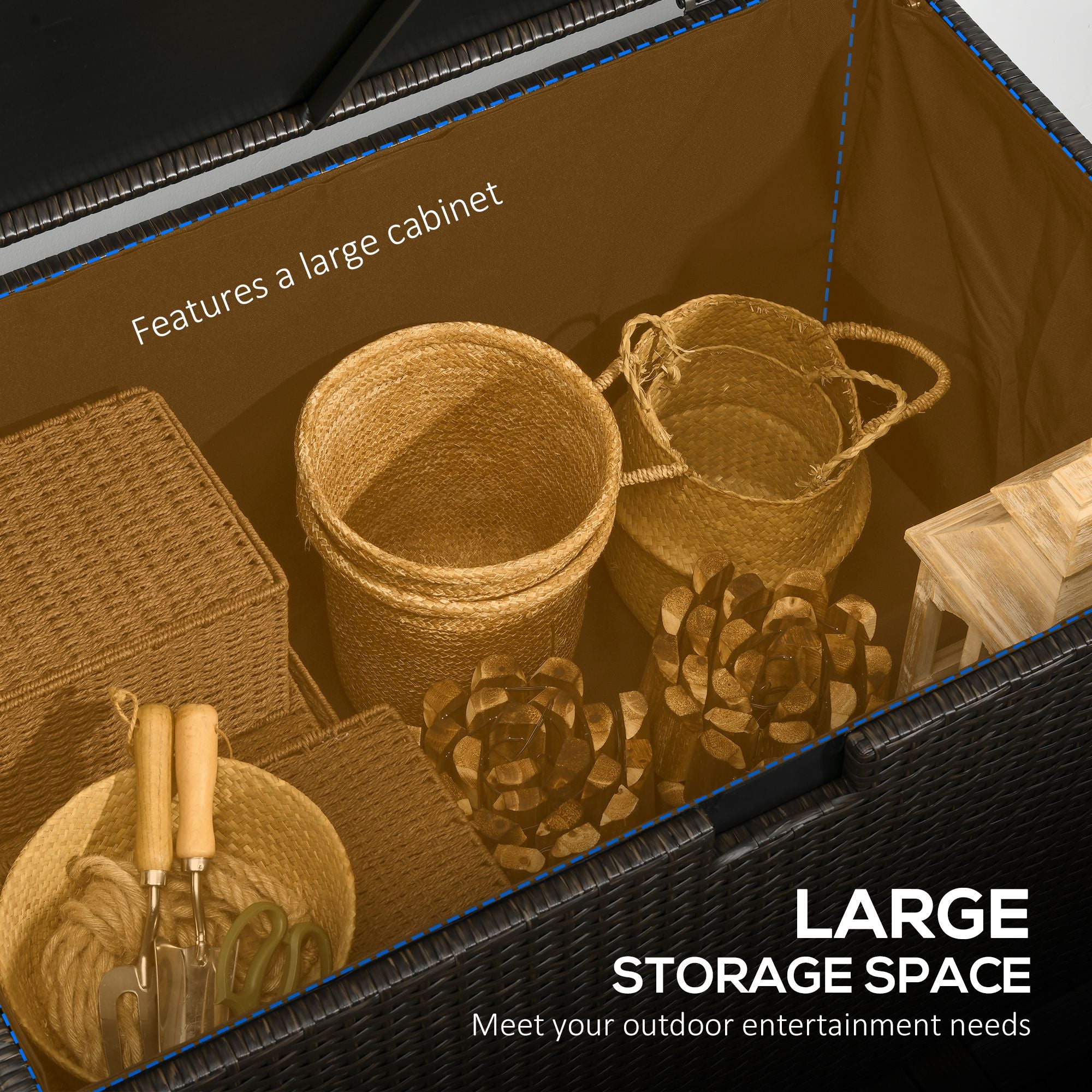 113 Gallon Outdoor Storage Box, Rattan Deck Box for Indoor, Patio Furniture Cushions, Pool Garden Tools, Brown - Brown - Image 4