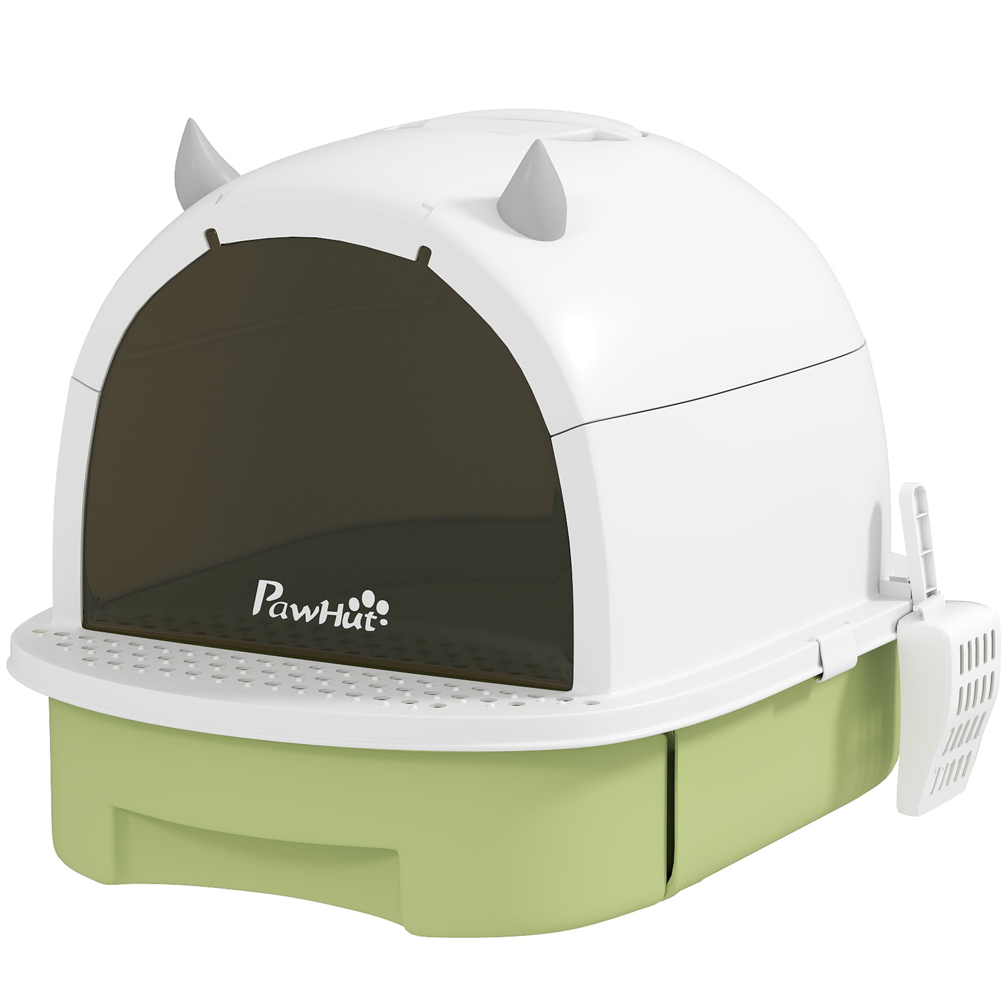 Covered Cat Litter Box with Lid, Scoop, Deodorizing Bags for Odor Control, Privacy, Easy to Clean, Green - Green