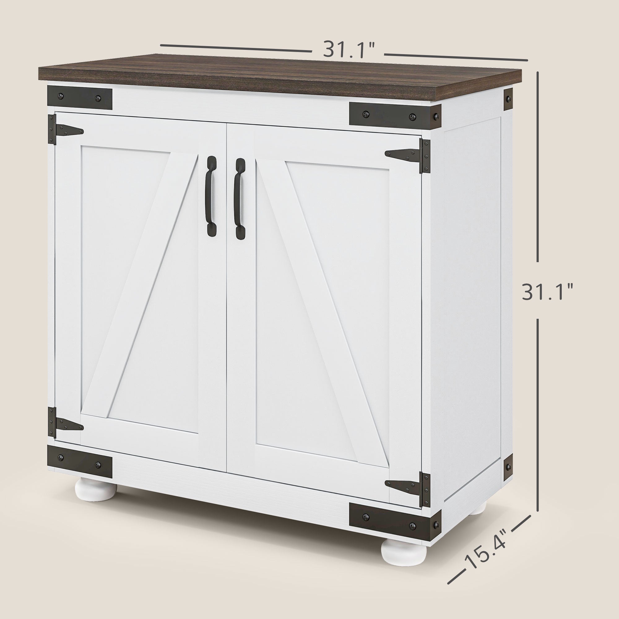 Kitchen Sideboard, Buffet Cabinet with Barn Door and Adjustable Shelf, Distressed White