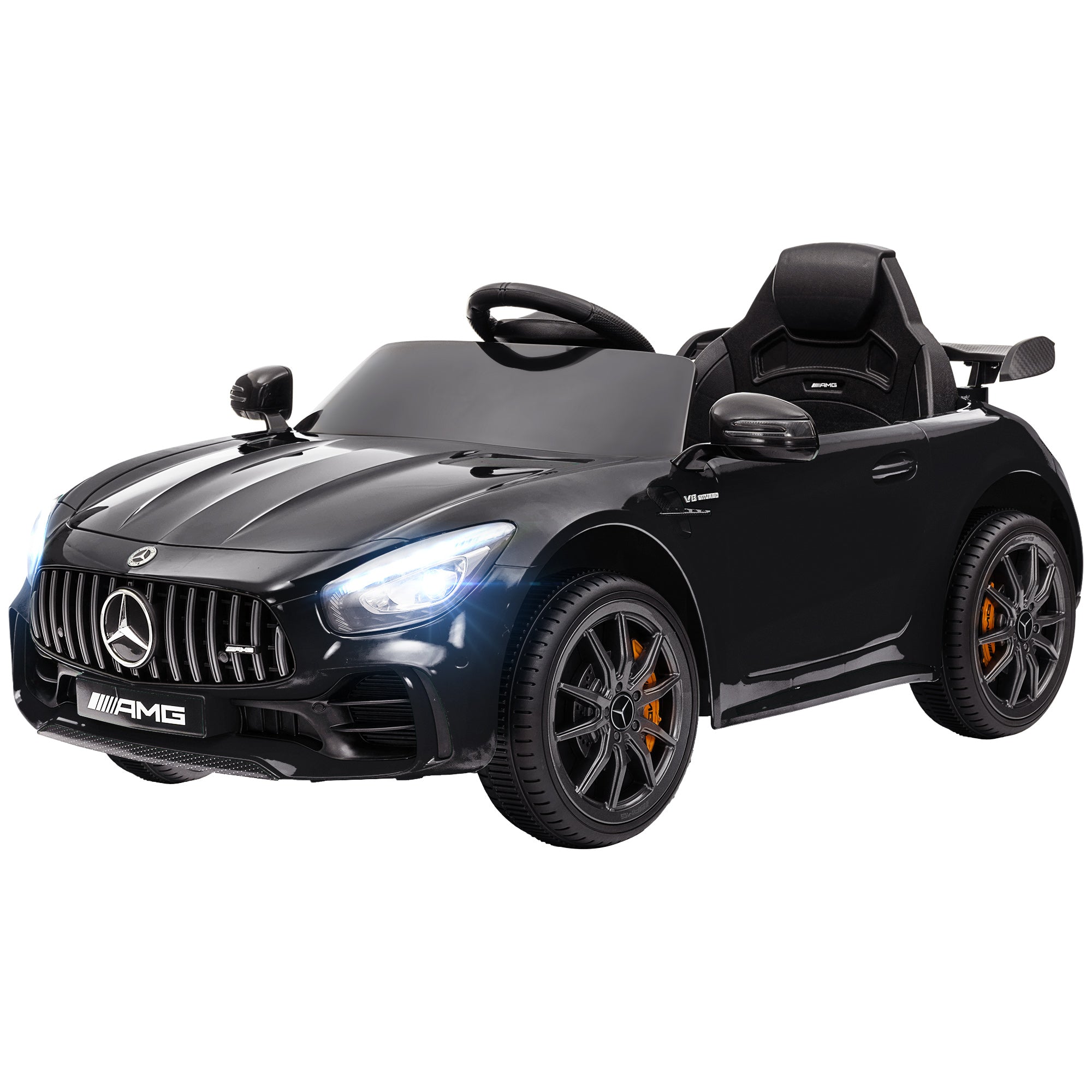Mercedes-Benz AMG GTR Licensed 12V Battery Powered Kids Electric Car w/ Remote Control & Soft Start, Black
