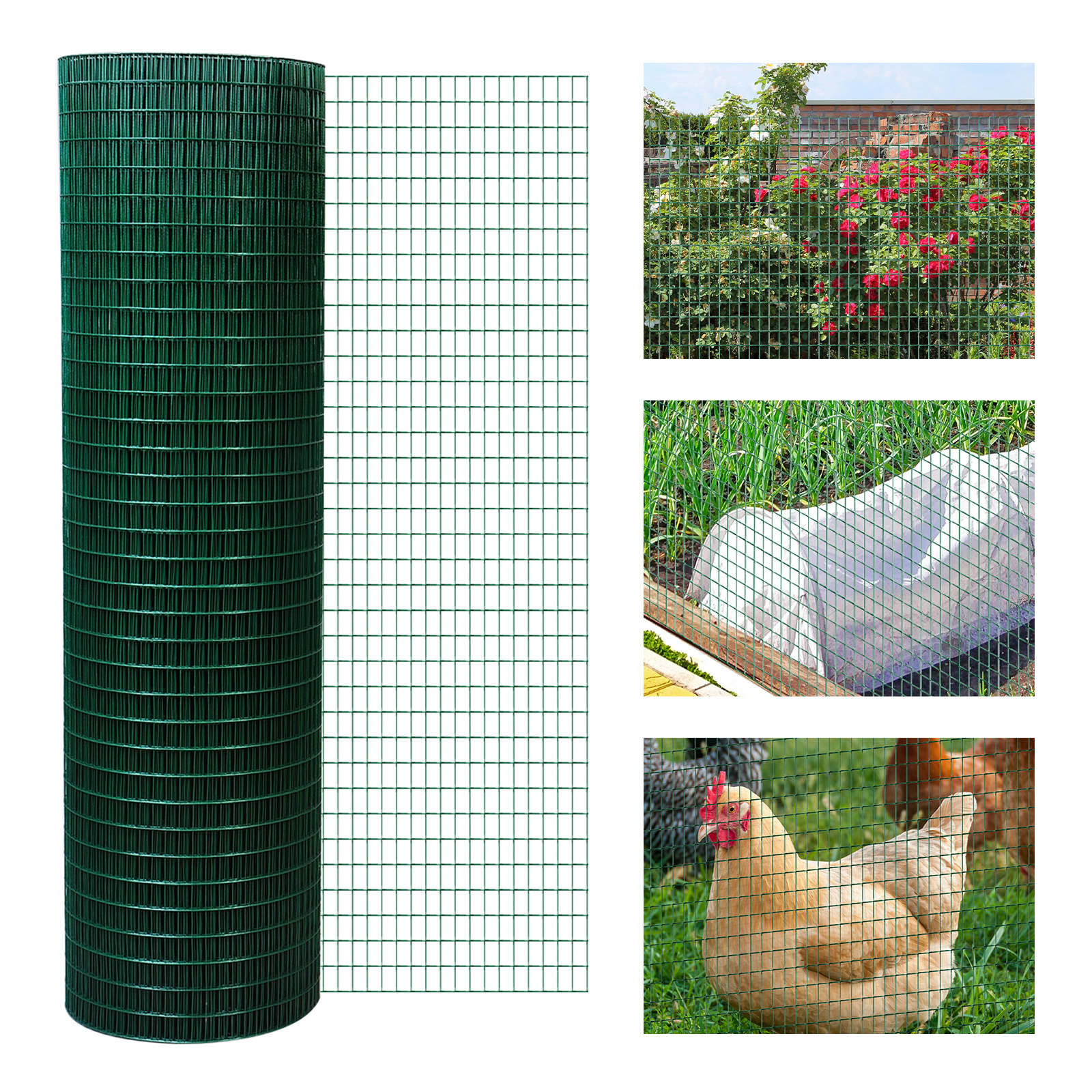 PVC Coated Steel Chicken Rabbit Mesh Fencing Wire Garden Galvanized Fence Border - Dark Green - Image 2