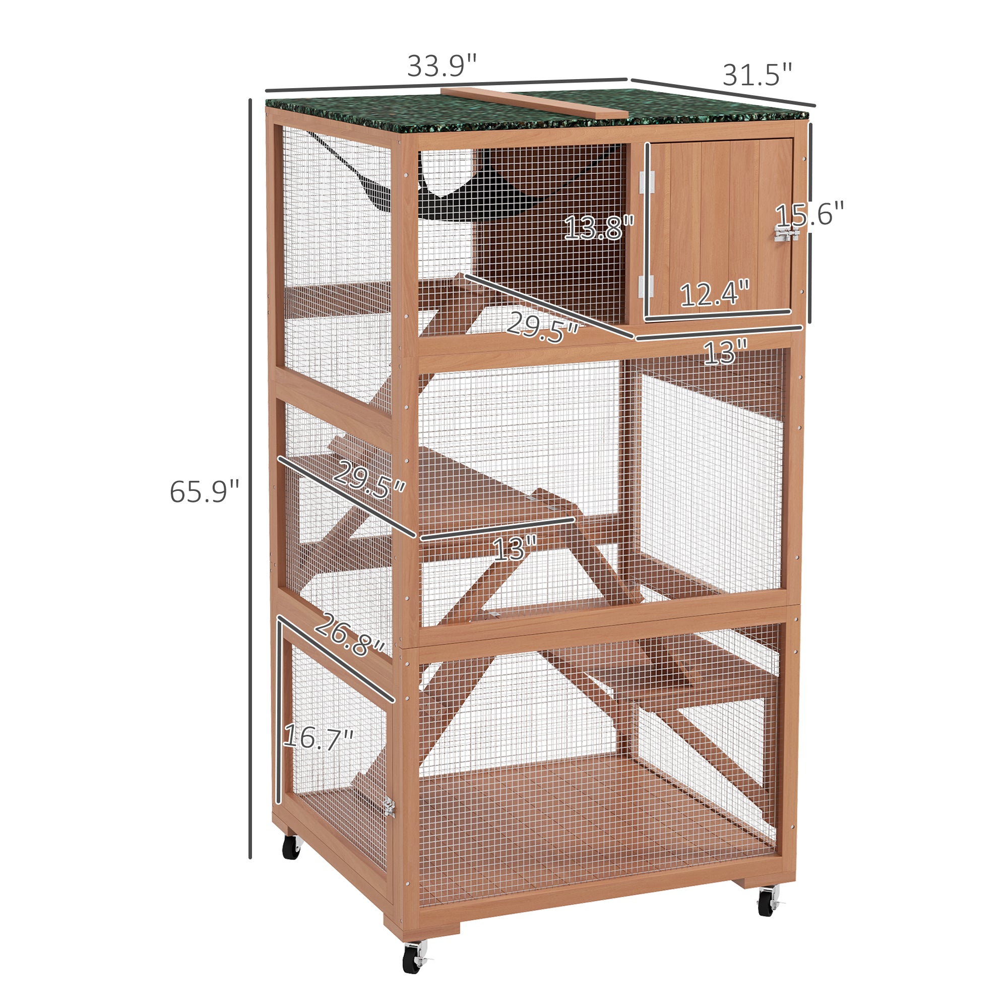 Catio, Outdoor Cat Enclosure House on Wheels with Hammock, Orange - Orange - Image 3