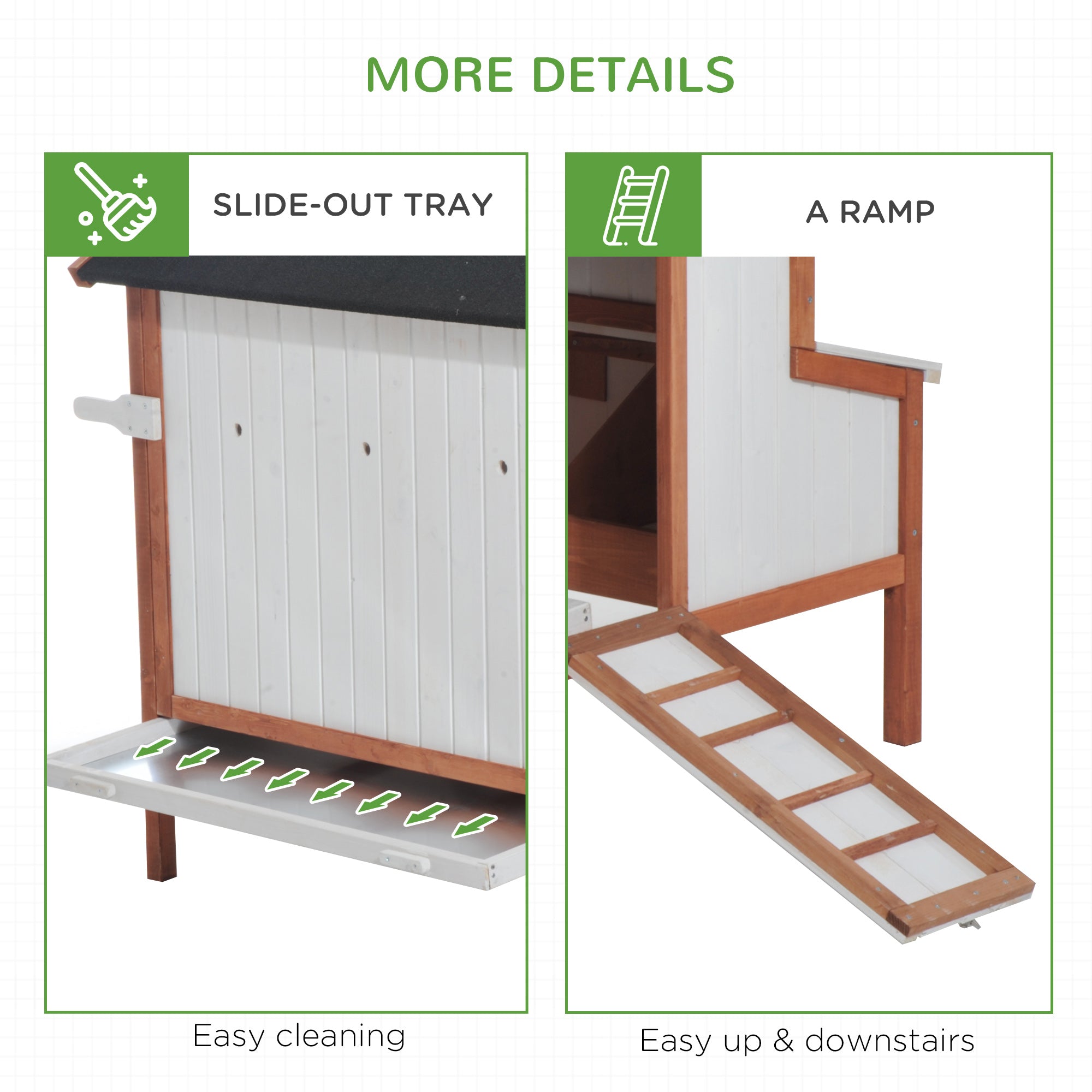 47" Chicken Coop Wooden Chicken House Rabbit Hutch Raised Poultry Cage Portable Hen Pen Backyard with Nesting Box and Handles - Multi Color - Image 7
