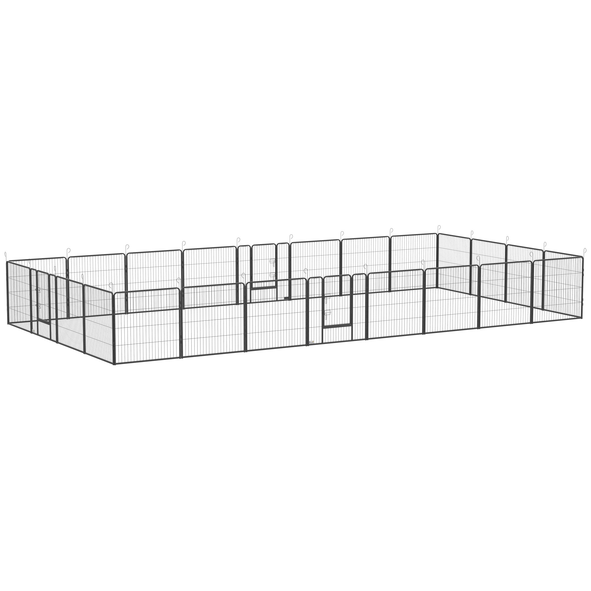 24 Panel Dog Playpen for Small and Medium Dogs with Lockable Door, 15.7' x 15.7' x 2.6' - Gray