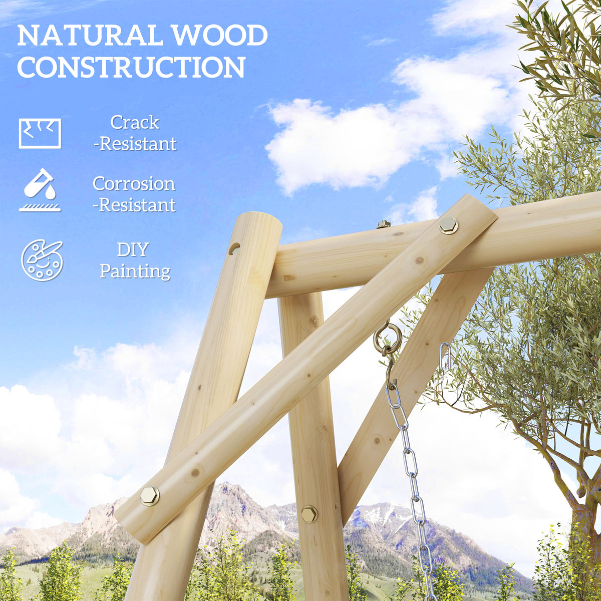 660 lbs Porch Swing Frame, A-Frame Hanging Chair Stand Only for DIY Painting, Swing Chair Stand for Backyard, Patio