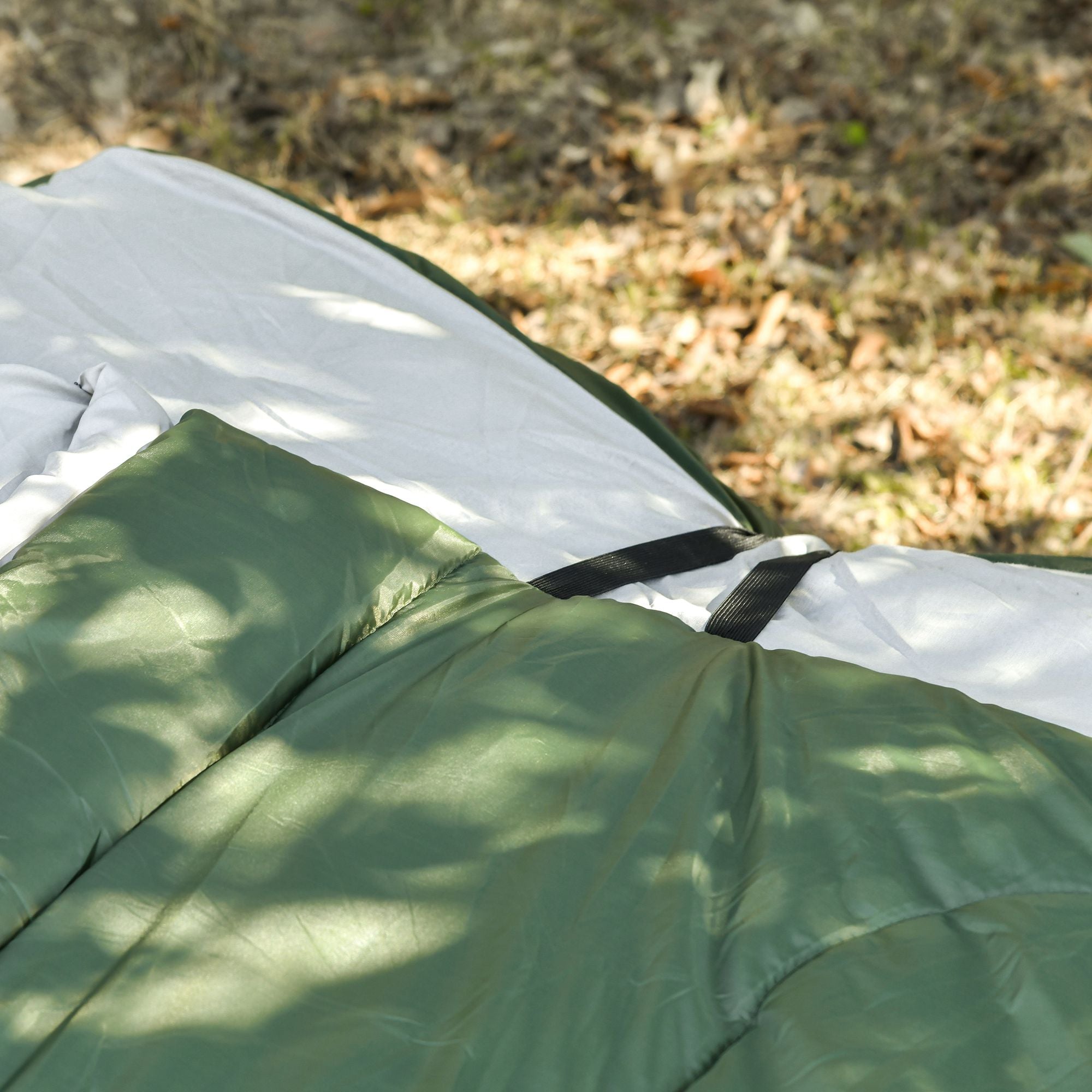 2-Person Folding Camping Cot Portable Outdoor Bed Set with Sleeping Bag, Inflatable Air Mattress, Comfort Pillows and Carry Bag, Soft and Comfortable for Outdoor Travel Camp Beach Vacation