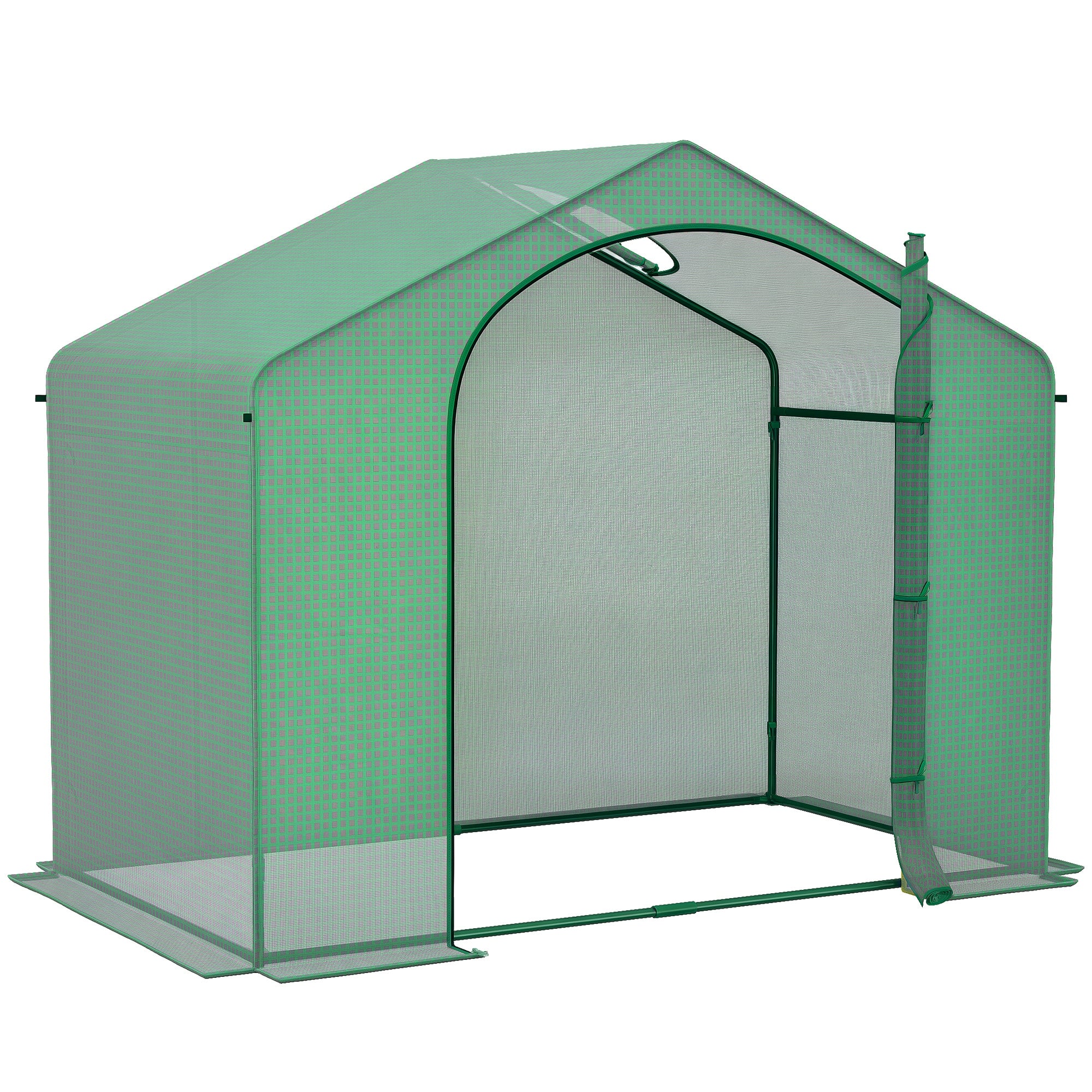 6' x 3' x 5' Portable Walk-in Greenhouse, PE Cover, Steel Frame Garden Hot House, Zipper Door, Top Vent for Flowers, Vegetables, Saplings, Tropical Plants, Green - Green