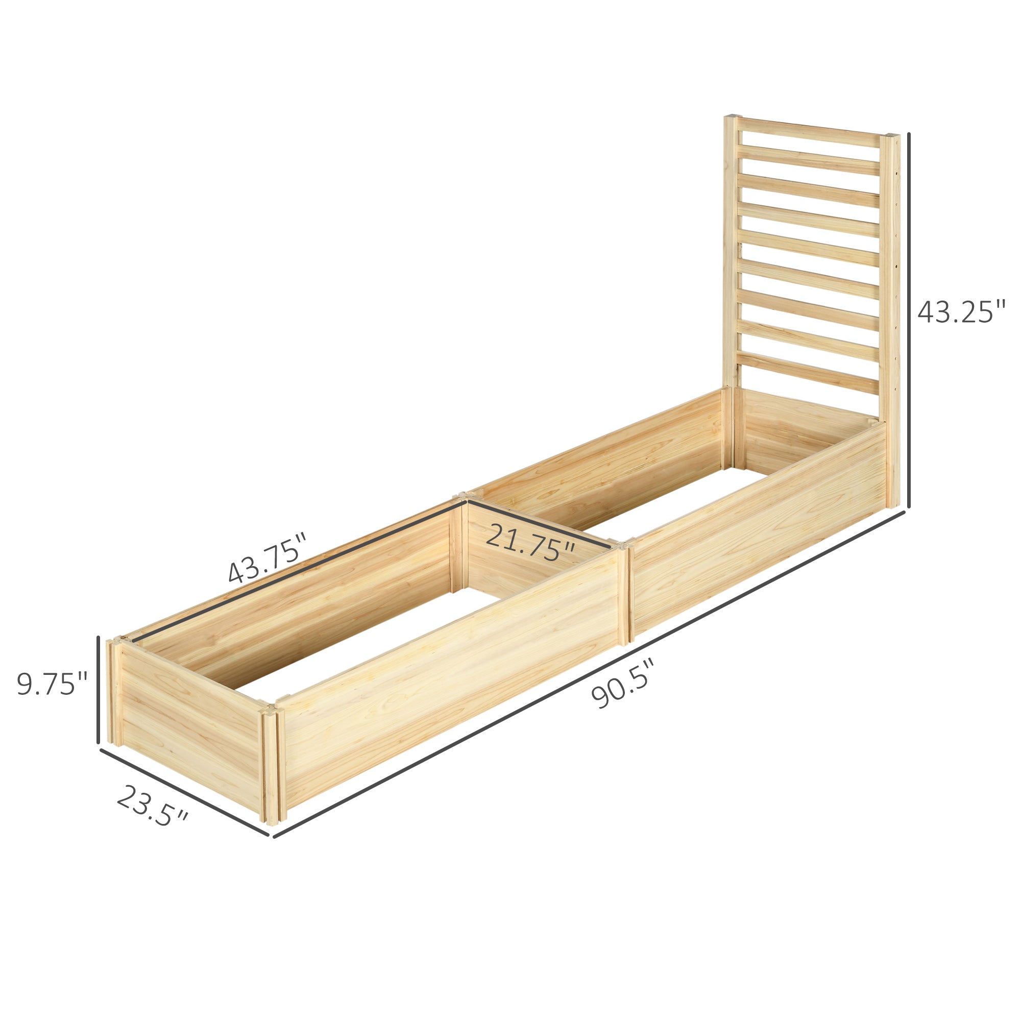 Wood Planter Box with Trellis for Climbing Plants, Raised Garden Bed for Outdoor Flowers Herbs, 91"x24"x43", Natural - Natural Wood - Image 3