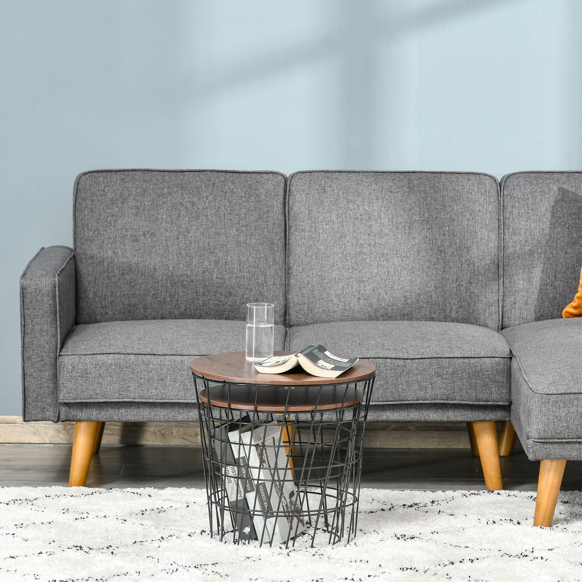 End Tables Set of 2, Nesting Tables with Storage, Round Accent Side Tables with Removable Top for Living Room, Black/ Brown
