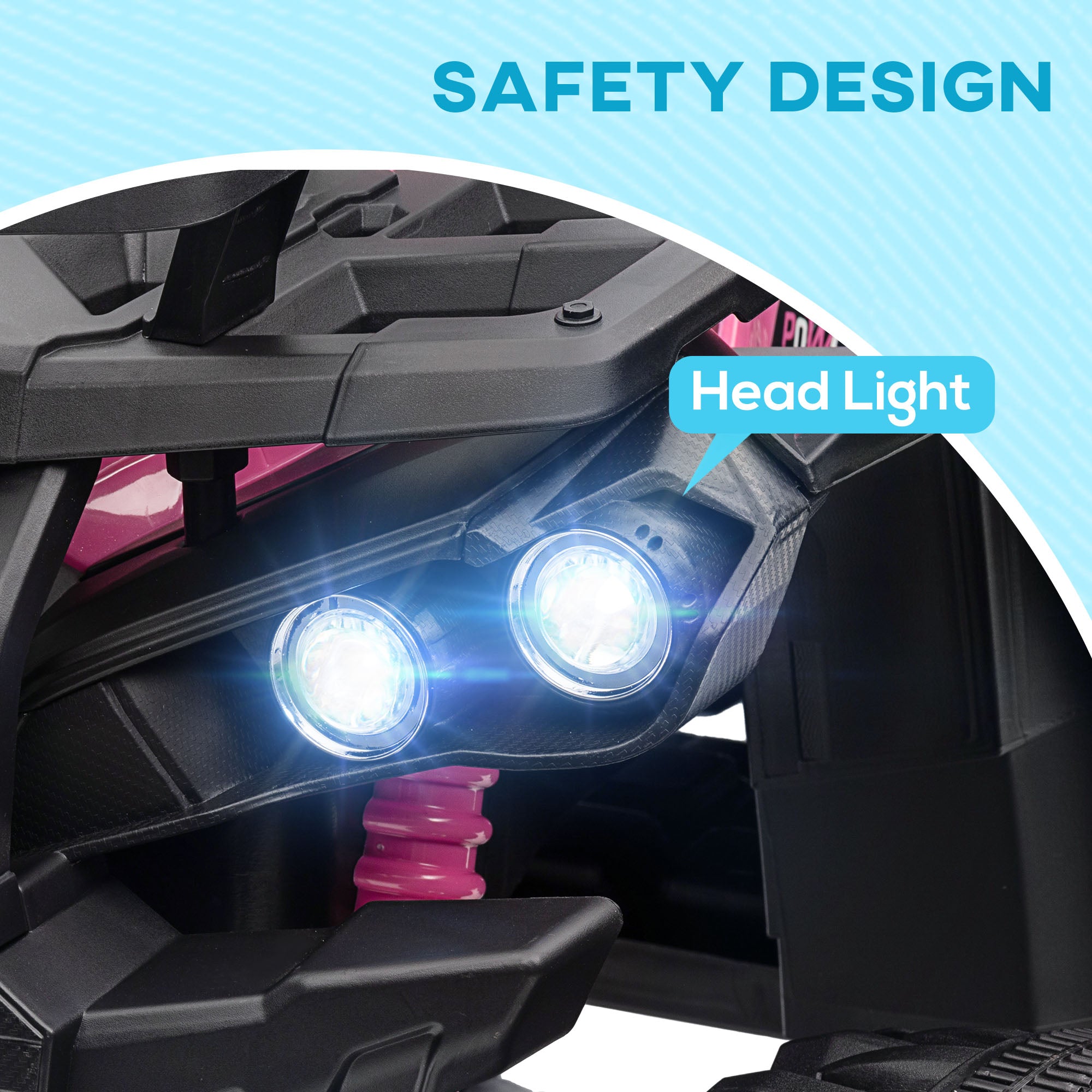 12V 4 Wheeler Kids ATV with Music, Headlights for 37-60 Months Boys and Girls, Pink
