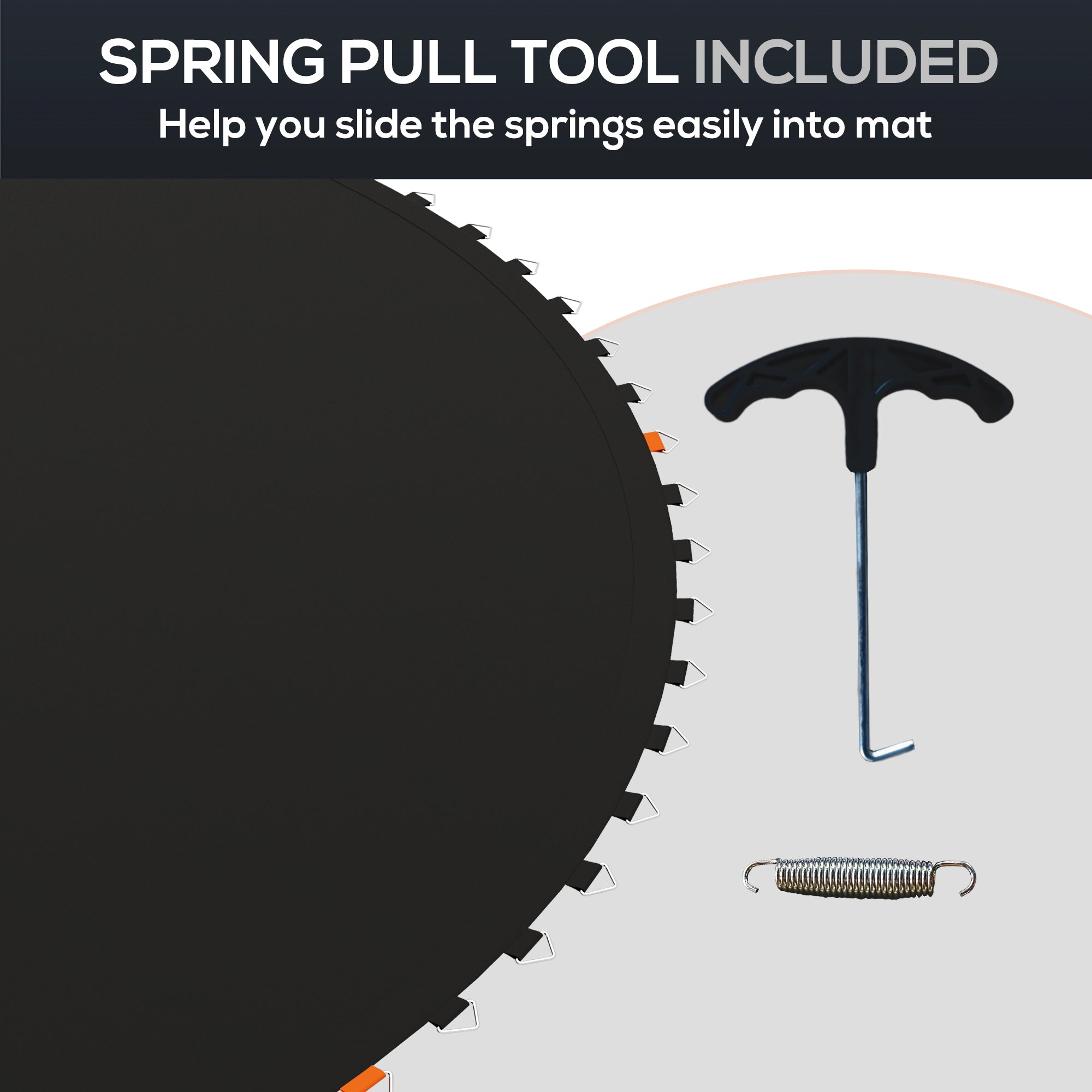 Trampoline Replacement Mat, Fits 12' Trampoline w/ 72 V-Hooks & 5.5" Springs (Spring & Frame not Included), Black