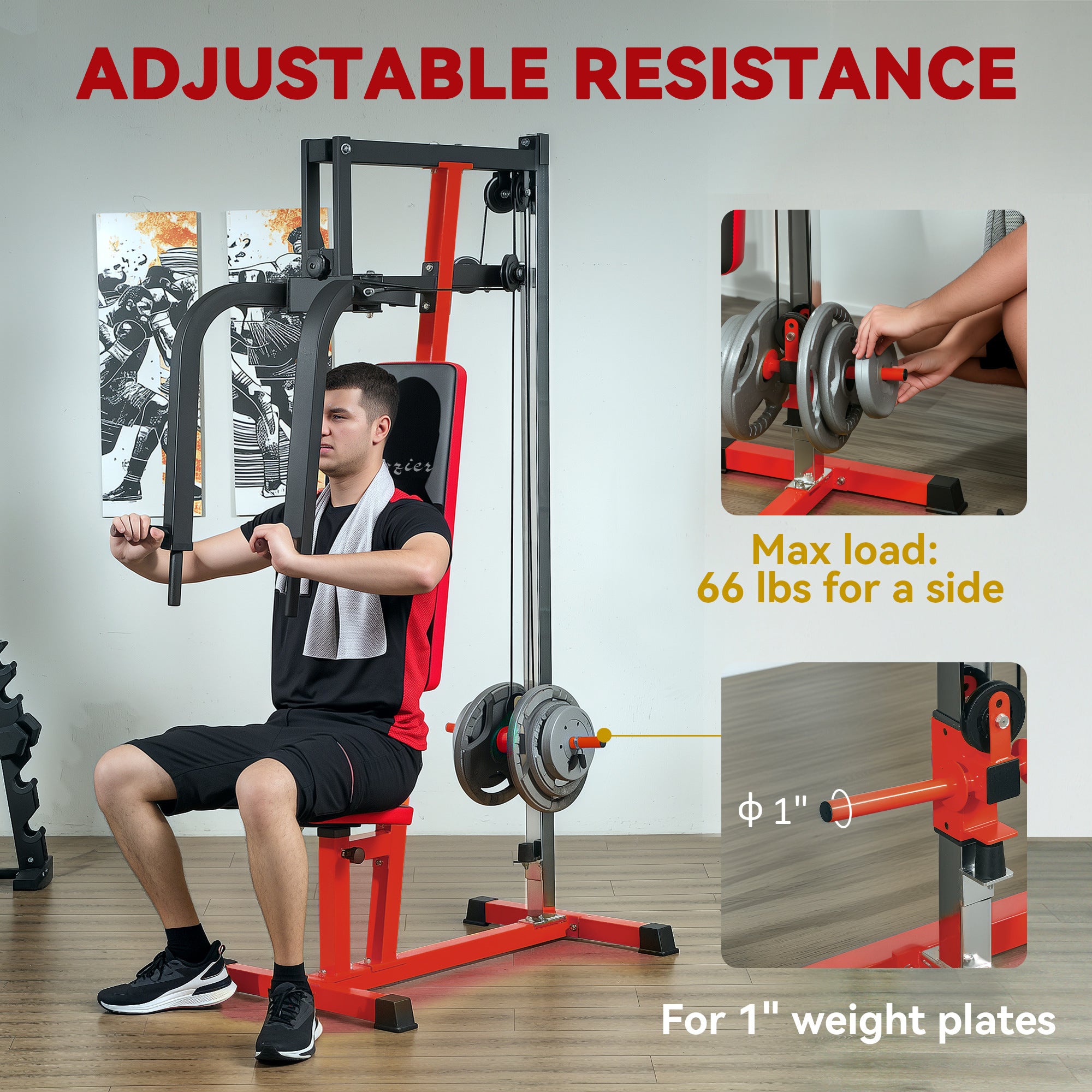 Chest Fly and Chest Press Machine for Back, Pectoral, Rear Deltoid and Shoulder Training, Red