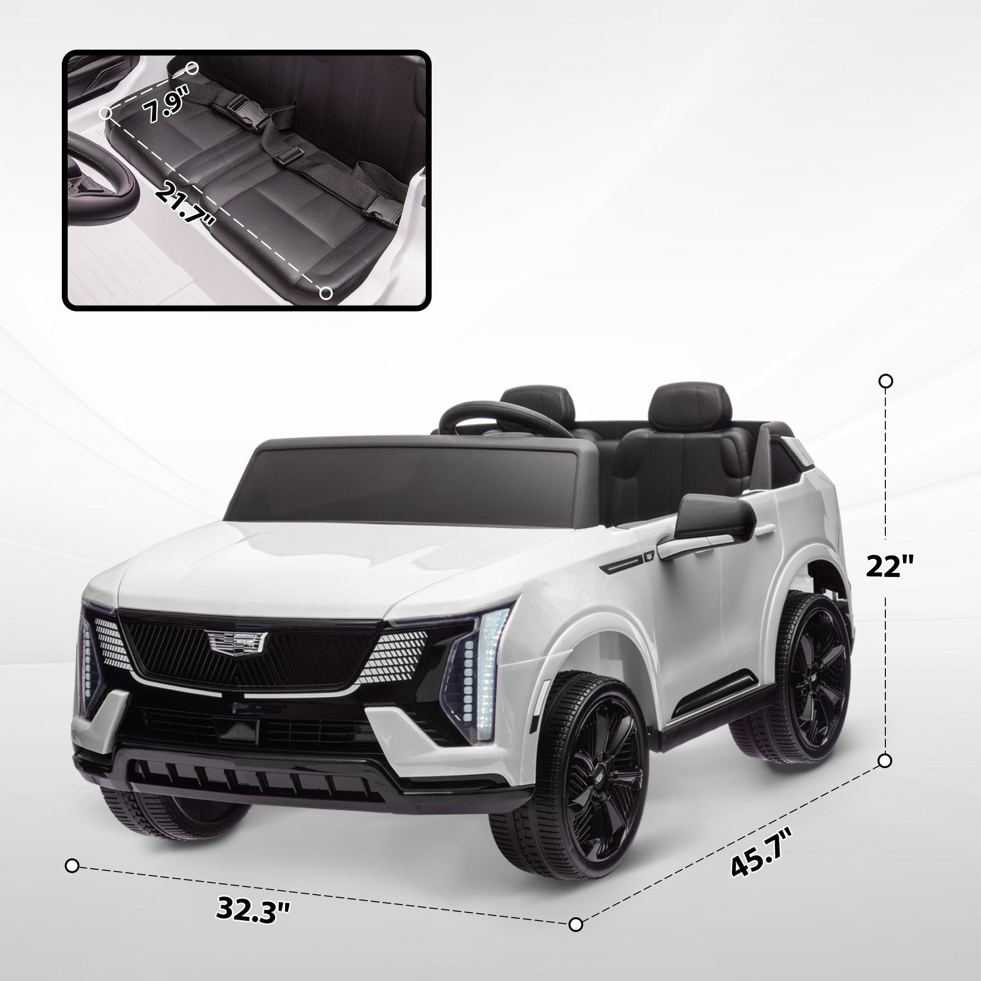 2-Seater 12V 10AH Ride on Truck, Cadillac Escalade Licensed Electric Car for Kids w/ Spring Suspension Wheels, White
