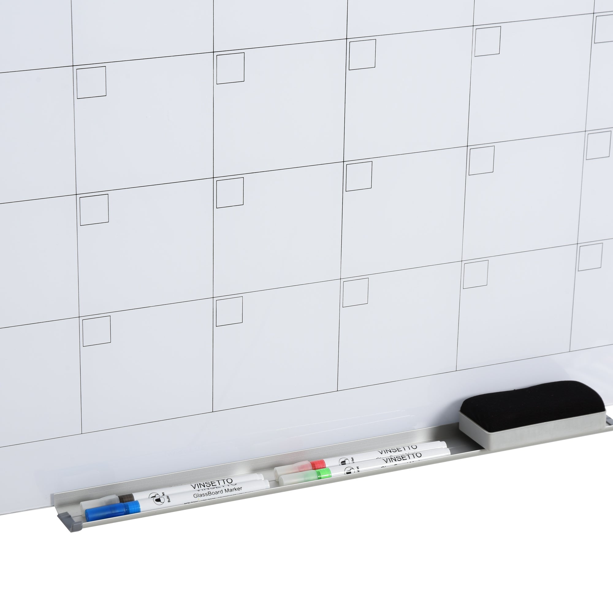 35"x23" Dry Erase Wall Calendar Glass Whiteboard Monthly Planner for Homeschool Supplies & Home Office Organization with 4 Markers and 1 Eraser,Frameless