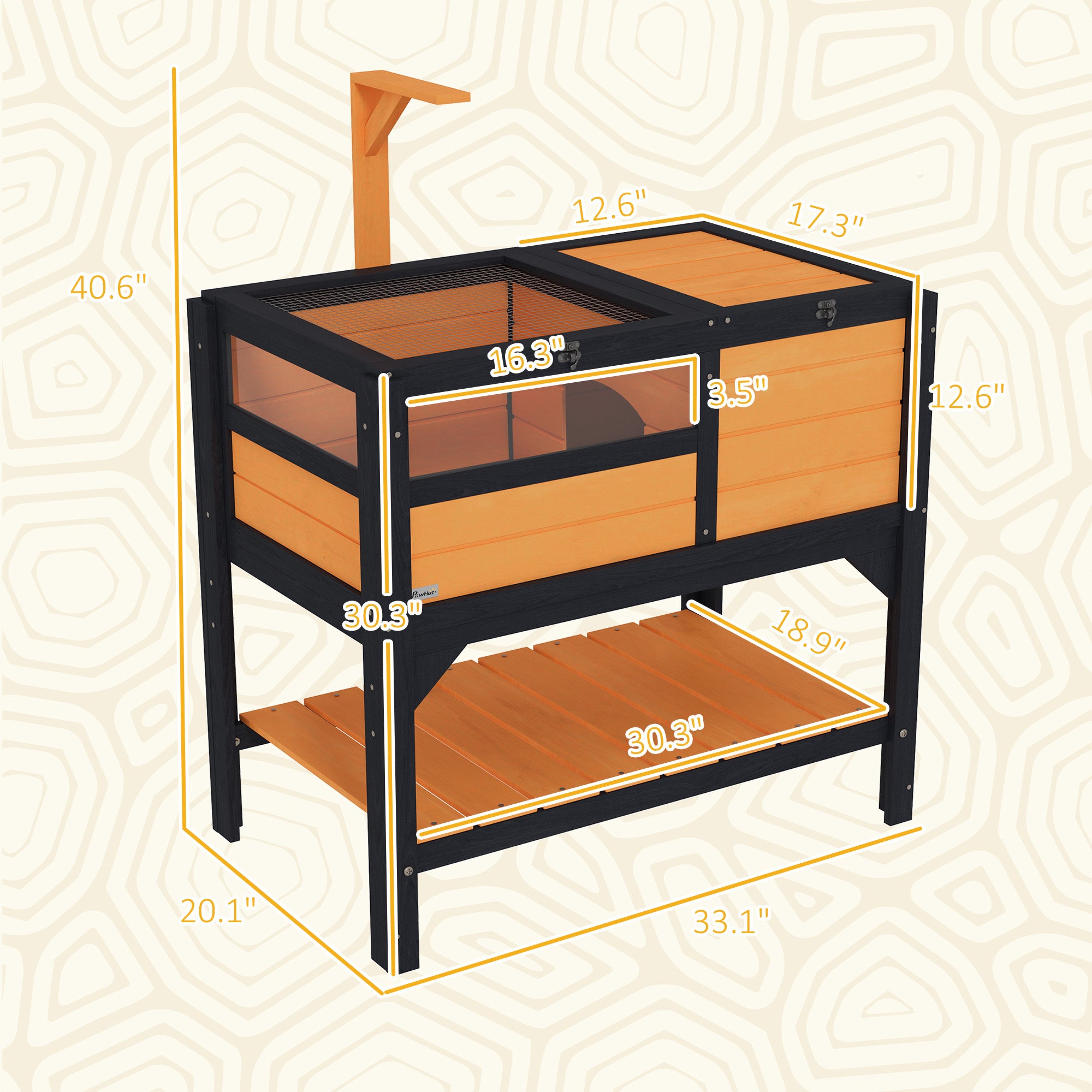 Tortoise Habitat with Shelf Storage Tortoise Gift Accessory with Weather Protection for Indoor, Yellow - Yellow - Image 3