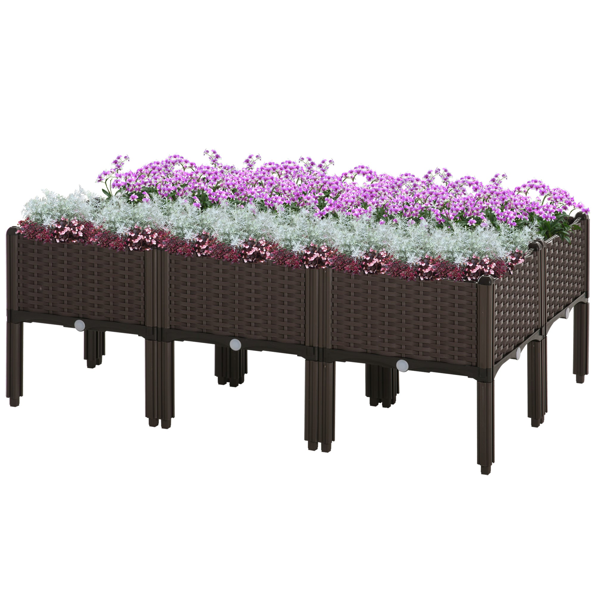 6 Piece Raised Garden Bed with Legs, Planter Box Raised Bed to Grow Flowers, Herbs & Vegetables, Brown - Brown