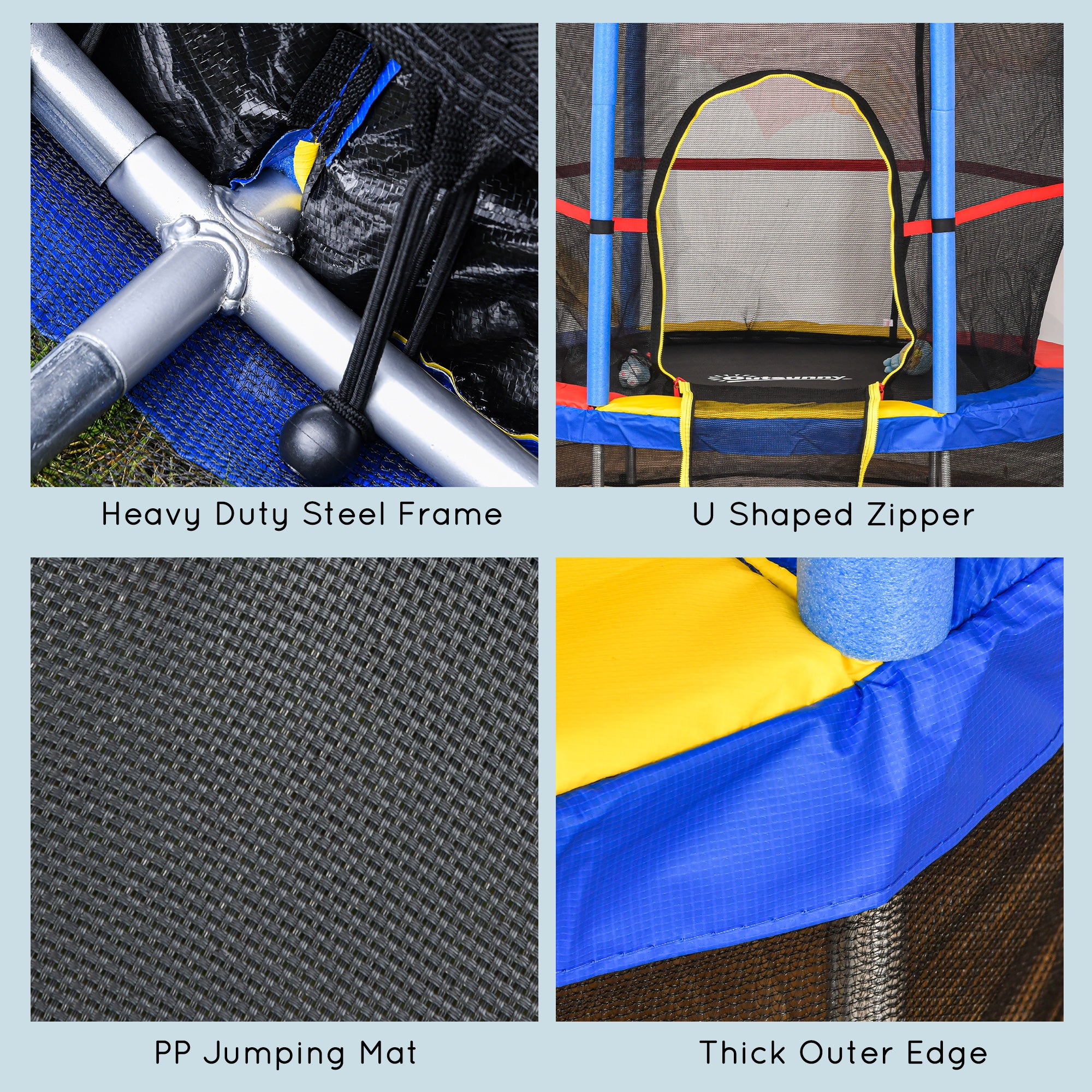 Φ5FT Kids Trampoline with Enclosure Net for Age 3 to 6 Years, Mixed Color