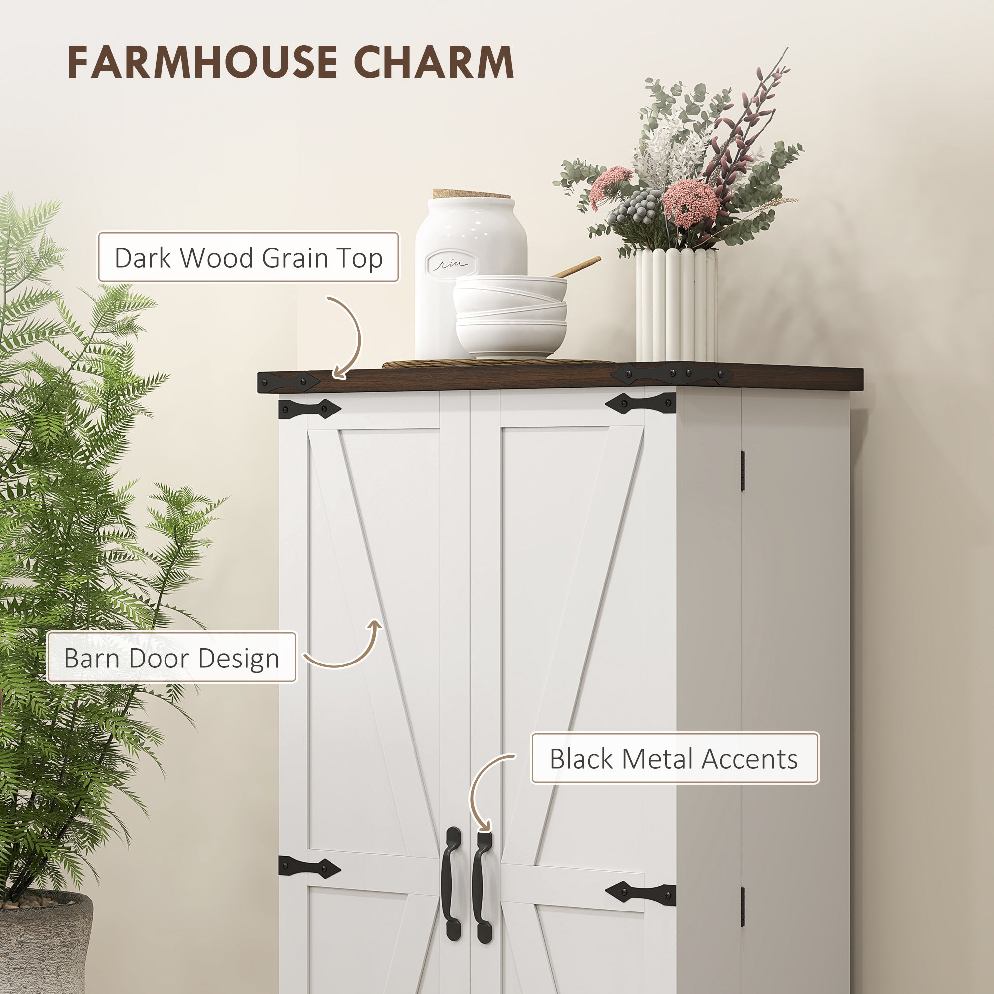 47" Kitchen Cabinet with Sensing LED Light, Kitchen Pantry Cabinet with Doors, Adjustable Shelves, Door Shelves, White