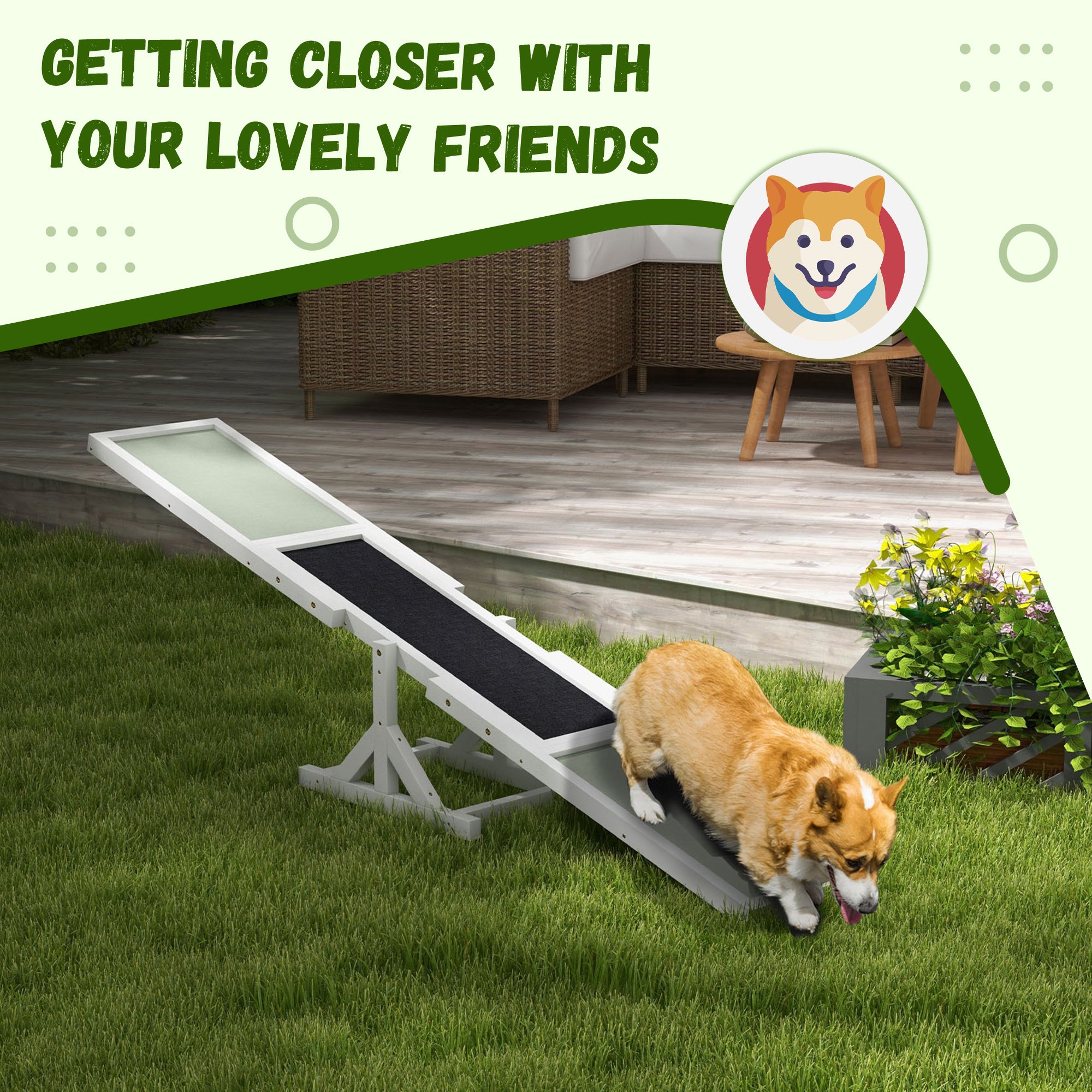Wooden Dog Agility Seesaw for Training and Exercise, White - White - Image 6