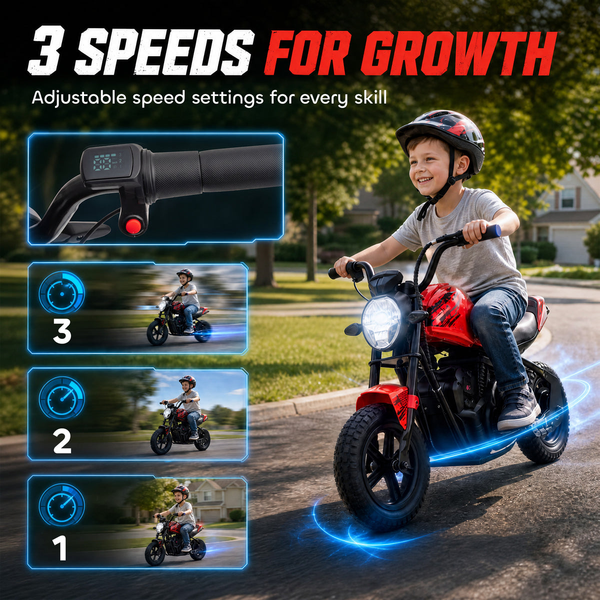 24V Kids Electric Motorcycle with 180W Motor, 12" Rubber Tires, Up to 11MPH, Twist Throttle for Ages 6-12, Red