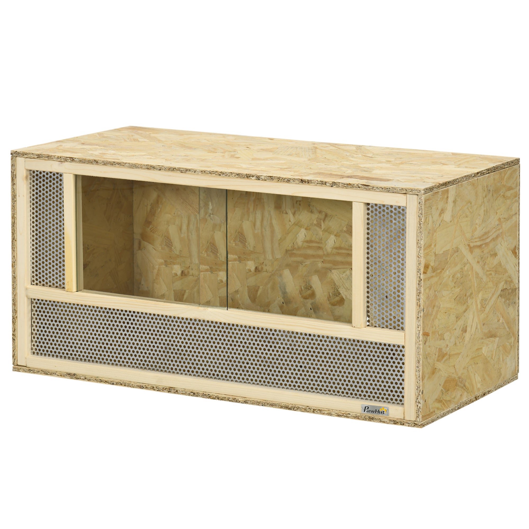 Wooden Reptile Terrarium with Sliding Door for Chameleon, Lizard, Snake, Frog, Turtle, 31.5" x 15.7" x 15.7" - Natural Wood
