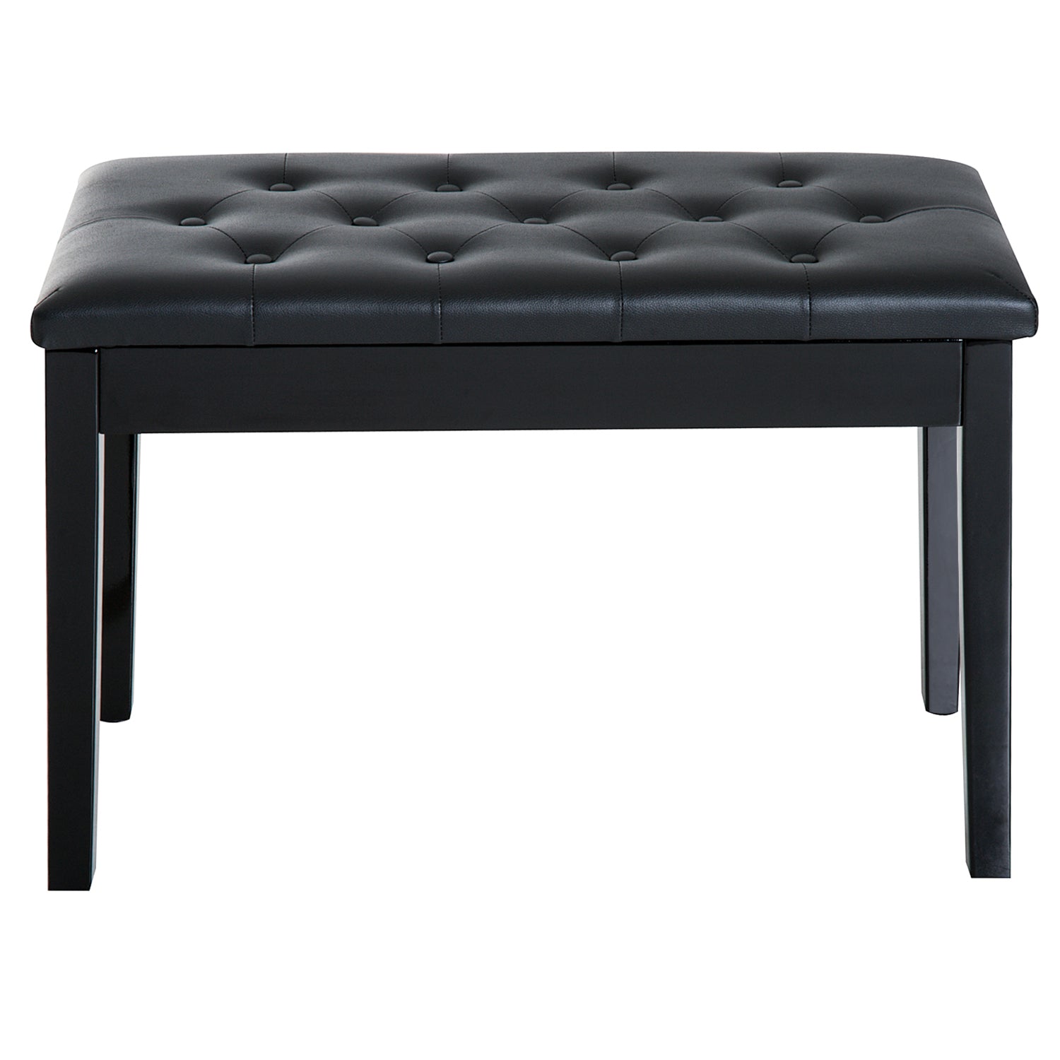 Piano Bench, Duet Piano Chair with Faux Leather Padded Cushion and Wooden Frame, Button Tufted Keyboard Bench, Black