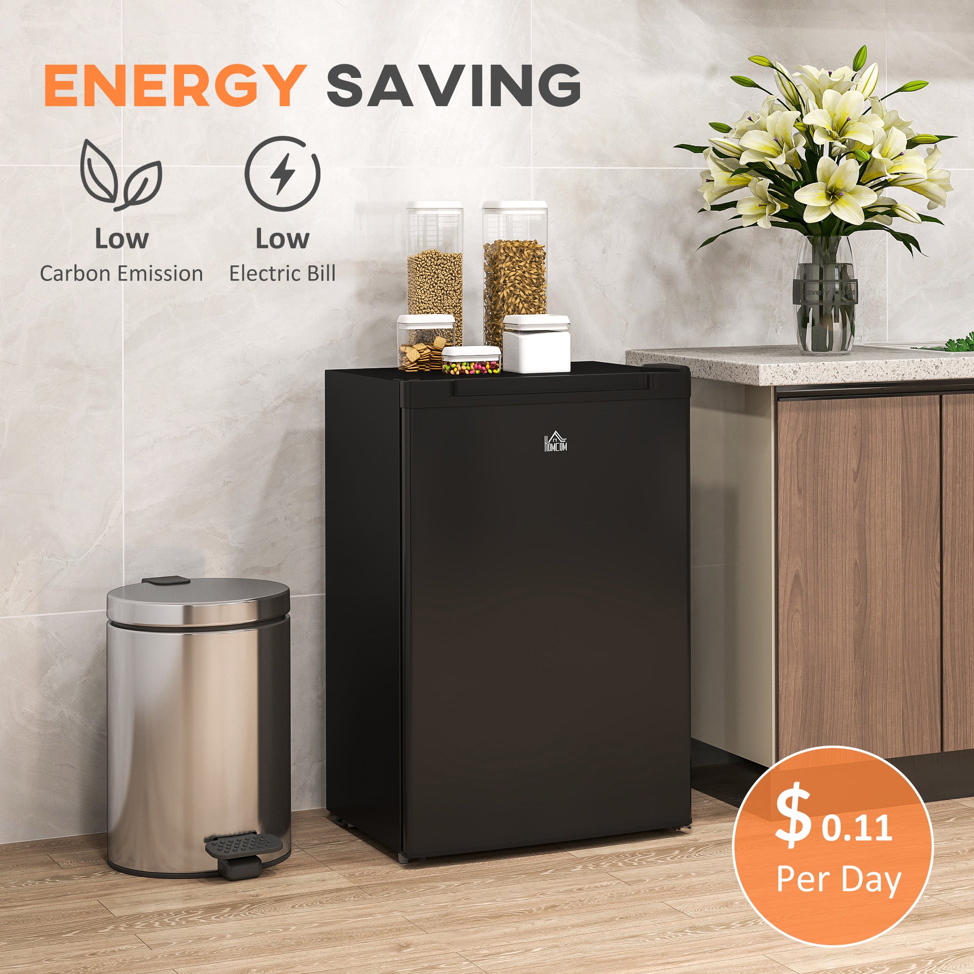 Upright Freezer, 3 Cu Ft Small Freezer with Reversible Single Door, Adjustable Thermostat for Home, Apartment, Black