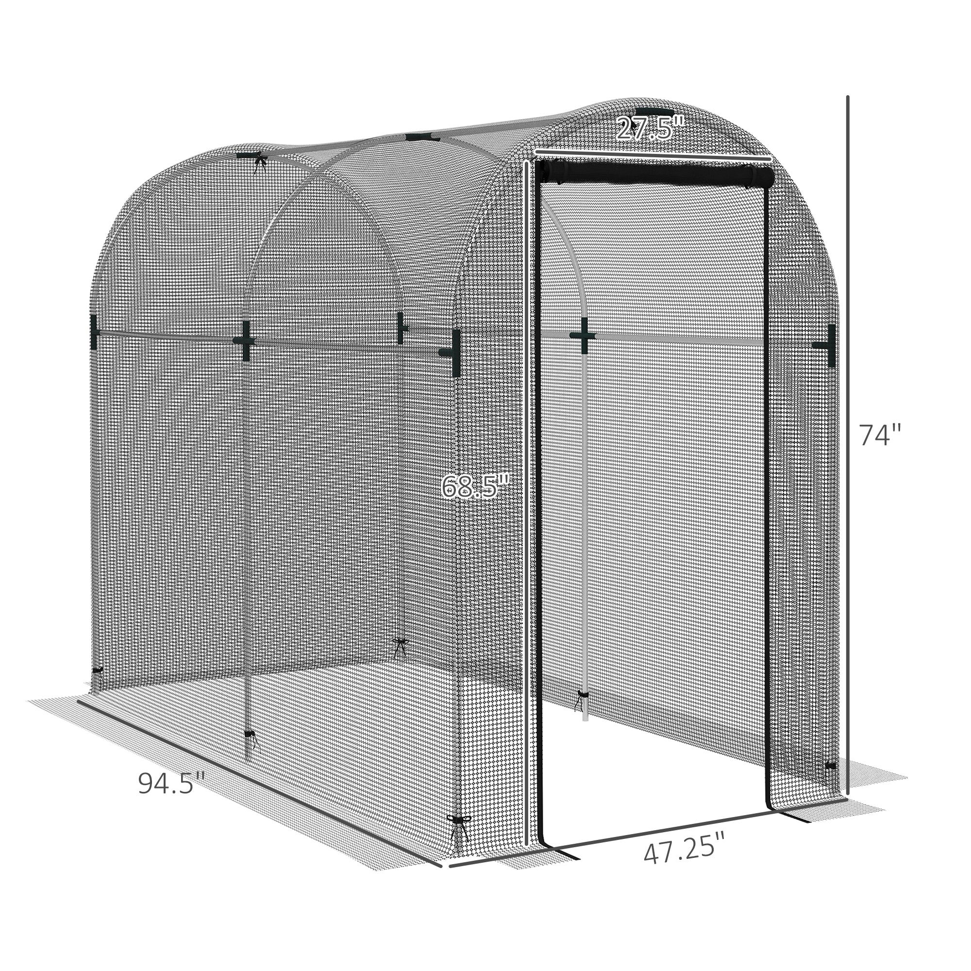 Galvanized Steel Crop Cage, Plant Protection Tent with Zippered Door, 4' x 8', Black - Black - Image 3