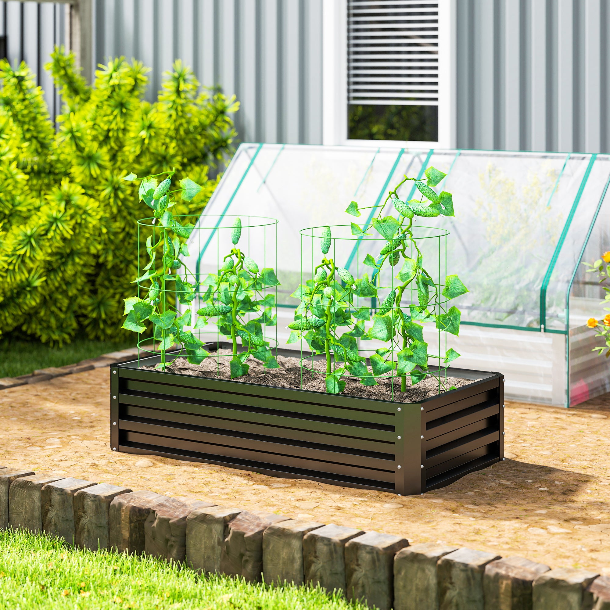 Galvanized Raised Garden Bed, 4' x 2' x 1' Metal Planter Box, for Growing Vegetables, Flowers, Herbs, Succulents, Gray - Gray - Image 2